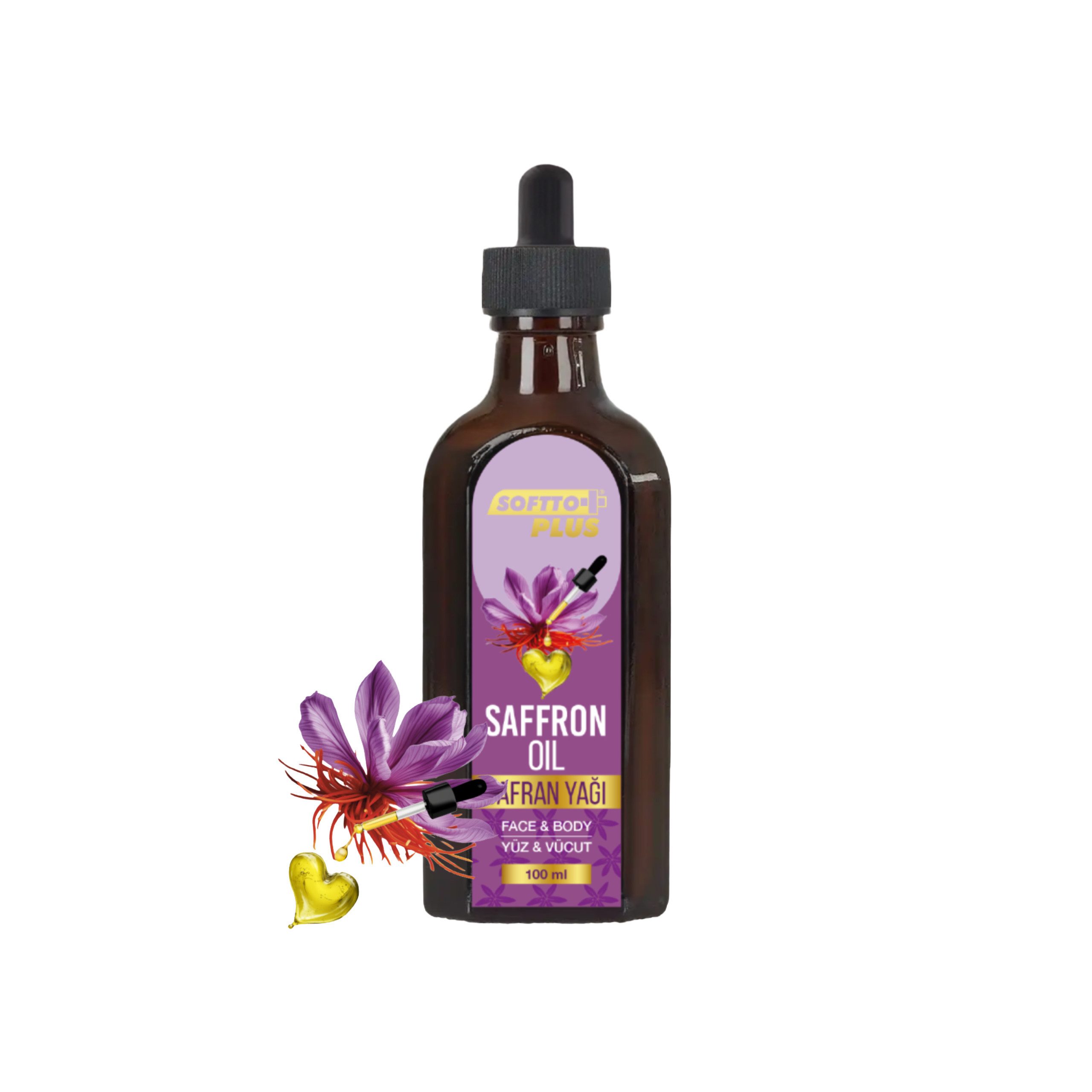 Softto Plus Gesichtsöl Softto+Plus Safranöl - 100ml für Gesicht & Körper