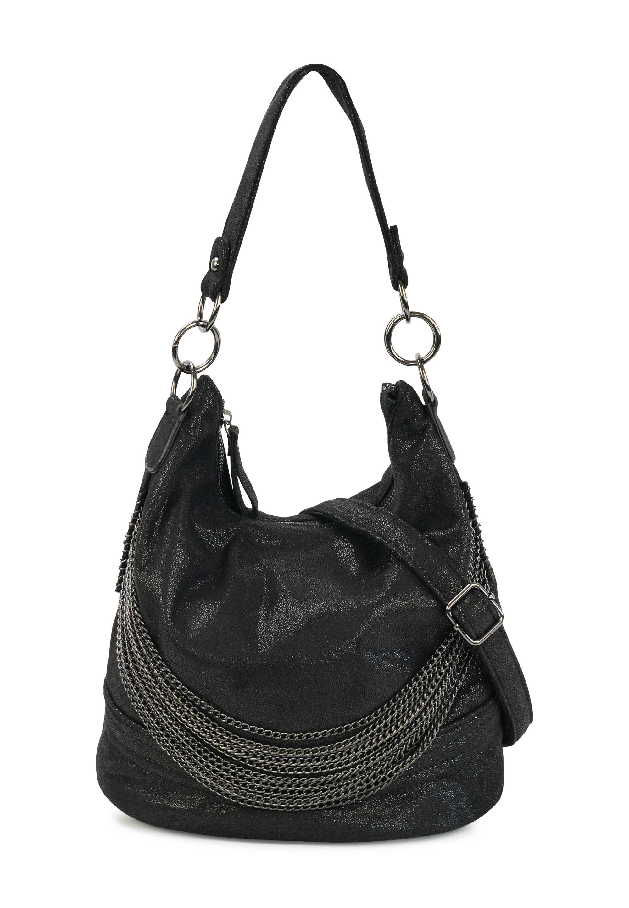 Harpa Schultertasche Cher, aus changierendem Material, mit Ketten-Verzierung