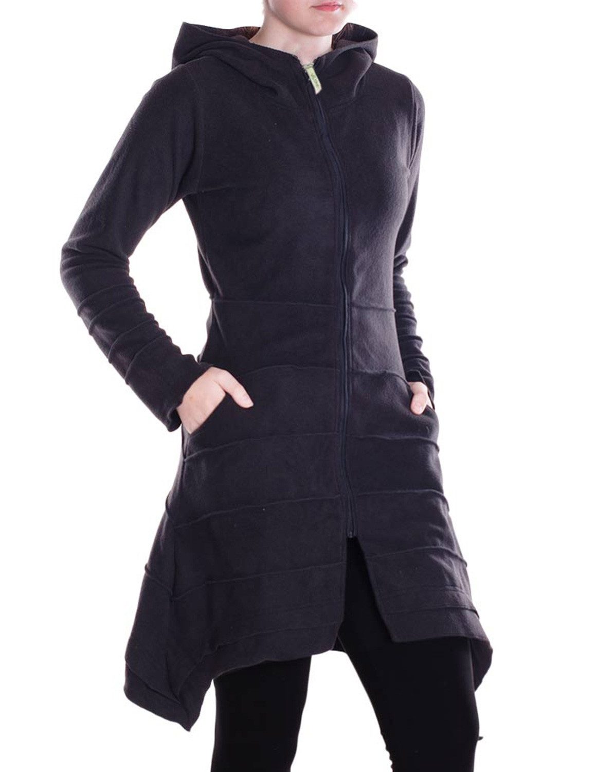 Vishes Kapuzenfleecejacke Damen Kapuzenjacke lang Elfen Zipfel-Jacke Fleece günstig online kaufen