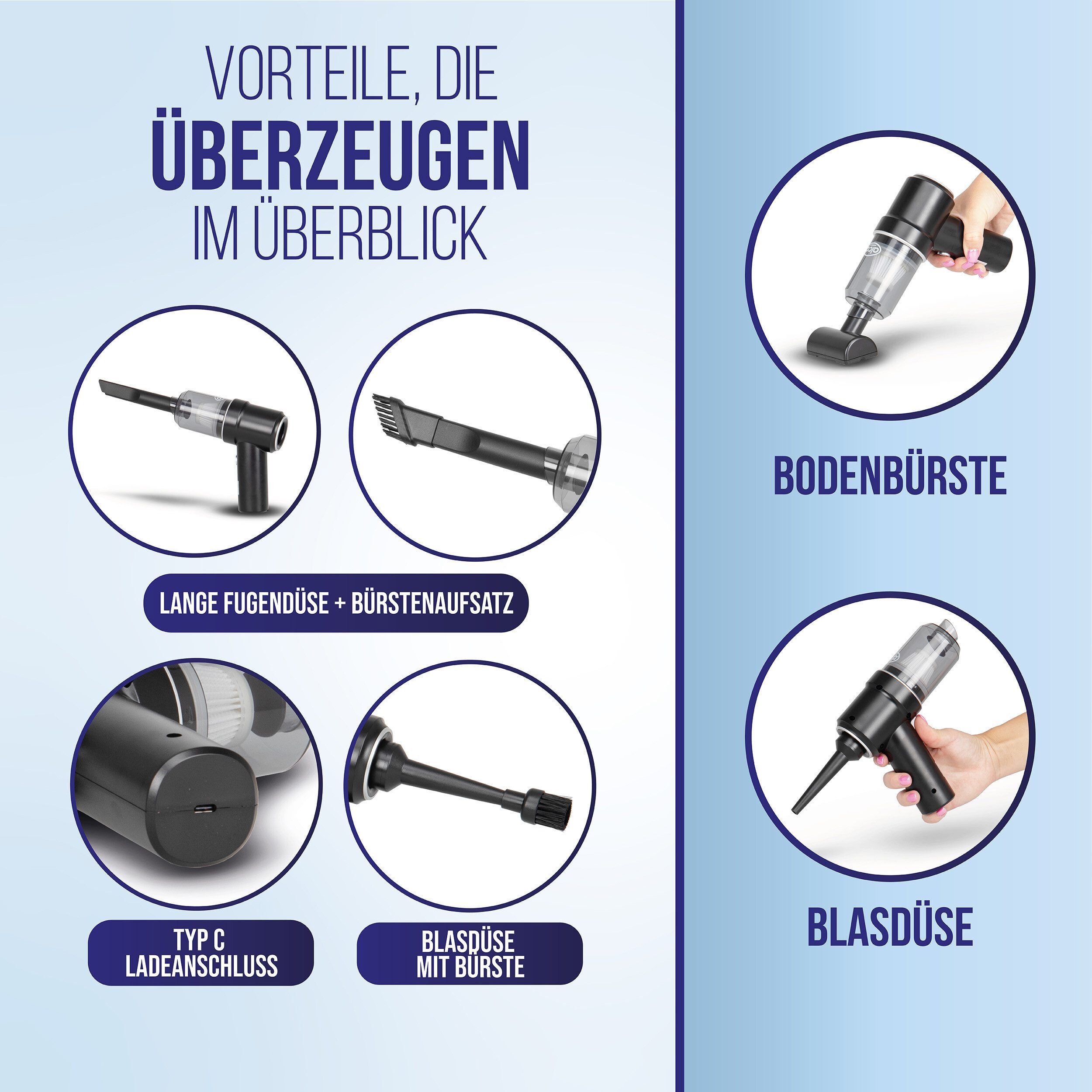 alca Handstaubsauger Akku Handstaubsauger 50W Mini Staubsauger kabellos Gebläsefunktion, 50 W – Bild 5 von 5