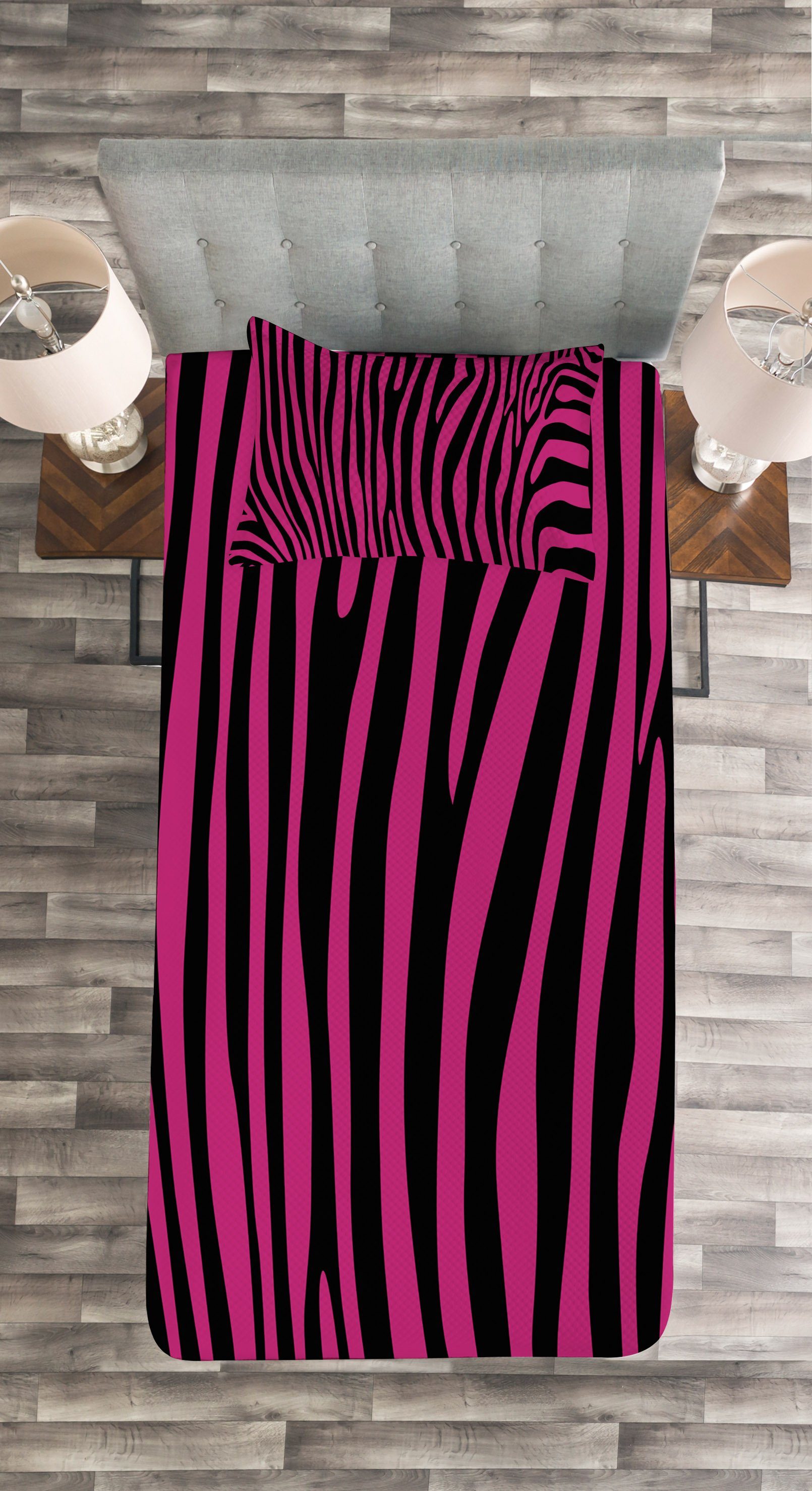rosa Kissenbezügen Waschbar, Boho Zebra Tier mit Abakuhaus, Tagesdecke Set