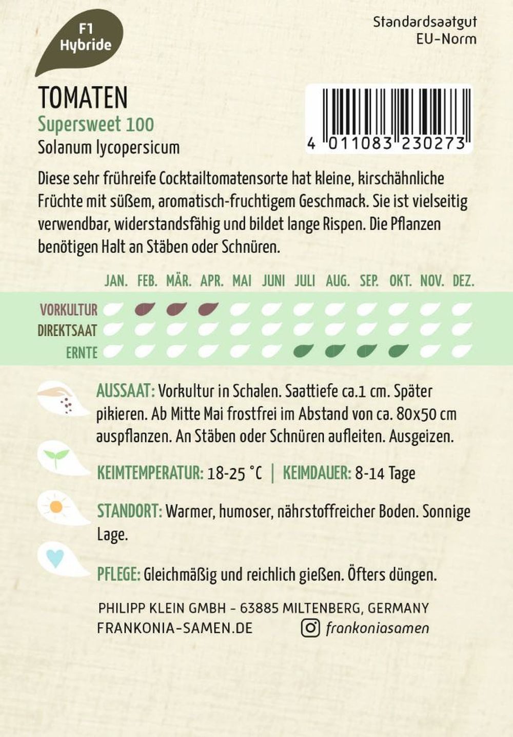 FRANKONIA Gemüsesamen Cocktailtomate, Supersweet 100 F1 Saatgut Tomaten Sam günstig online kaufen