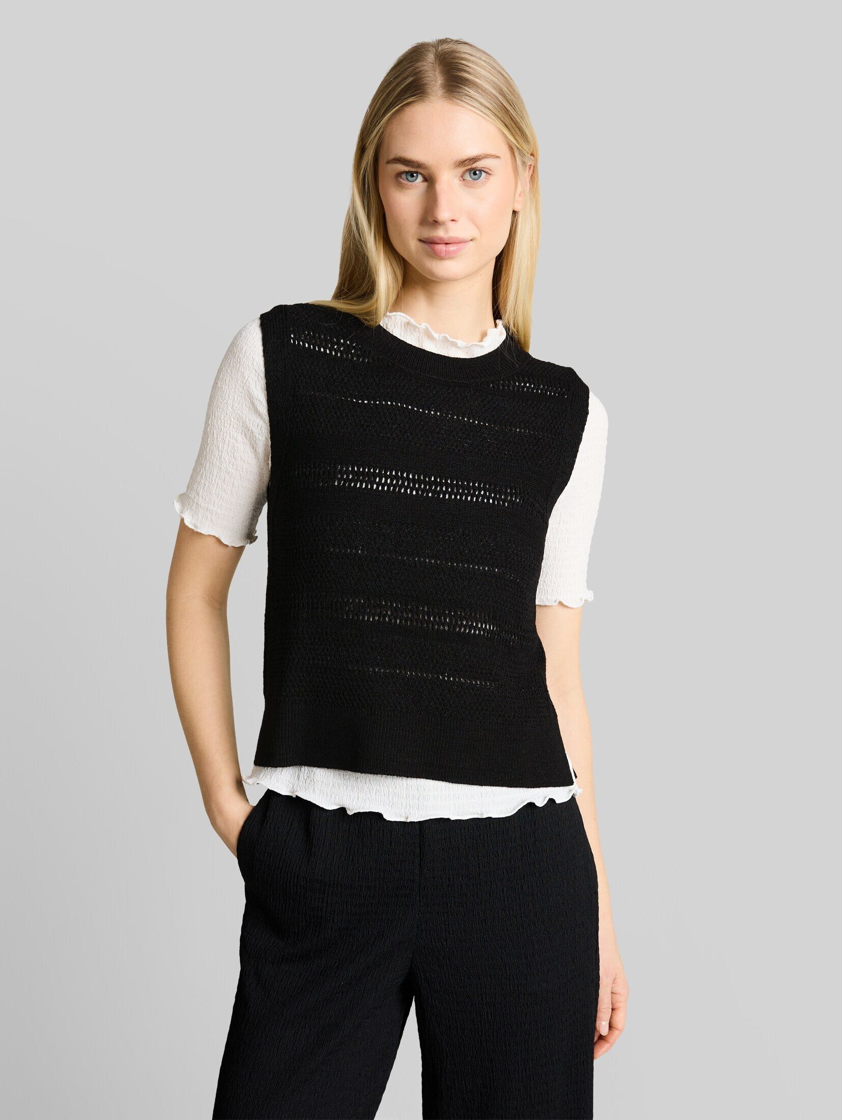 TOM TAILOR Denim Strickpullover Pullover & Strickjacken Pullunder mit Lochmuster