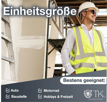 toolmate® Warnweste Warnweste XL gelb mit Vertikalstreifen und Reißverschluss ISO 20471 (1-tlg) Ausweishalter, Taschen, Reißverschluss, 360°-Reflexion