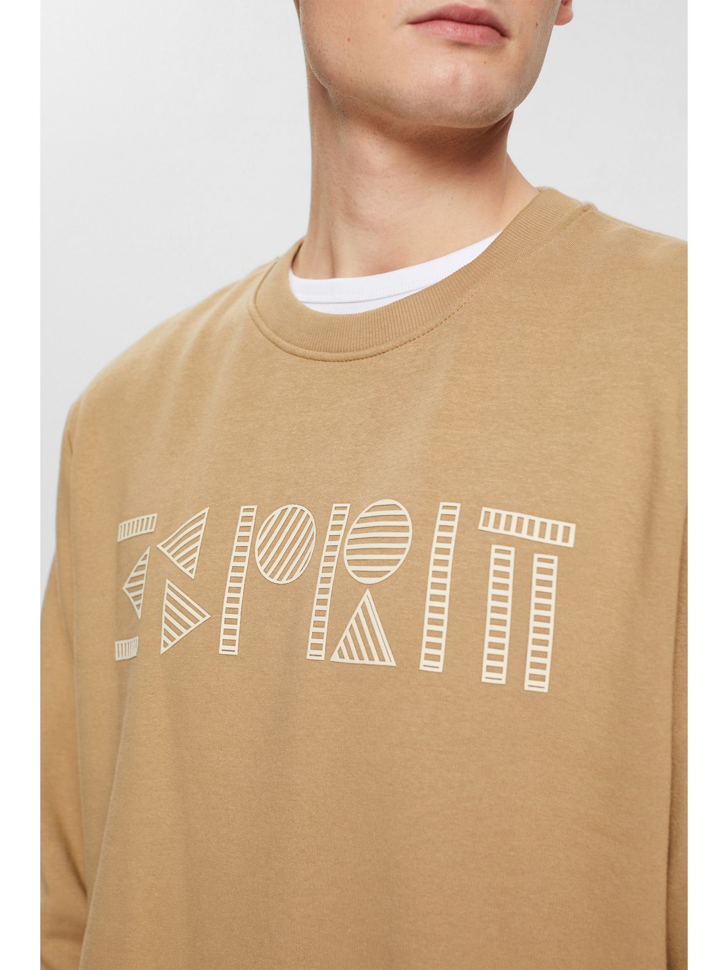 Sweatshirt KHAKI Rundhals-Sweatshirt Logoprint BEIGE (1-tlg) mit Esprit