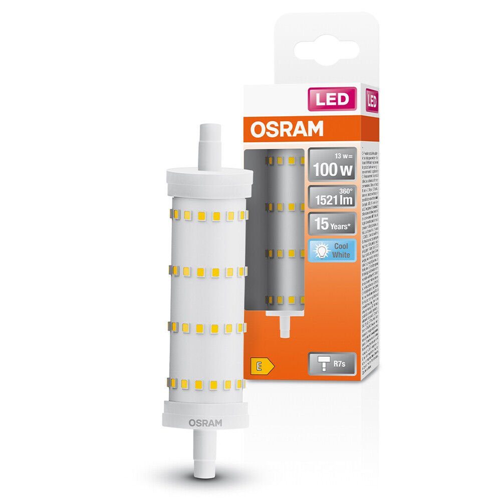 Osram LED-Leuchtmittel R7s, R7S, 2 St., Neutralweiß, Stab Röhre Lampe Birne 13W=100W Neutralweiß [2ER]