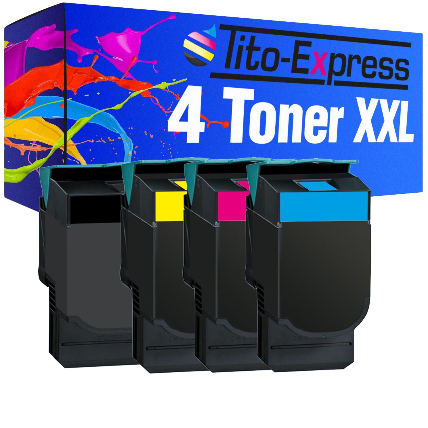 Tito-Express Tonerpatrone 4er für Lexmark N C544N C544DTN Set C-540 C543DN 540 LexmarkC540, C Lexmark C540 C544DN ersetzt