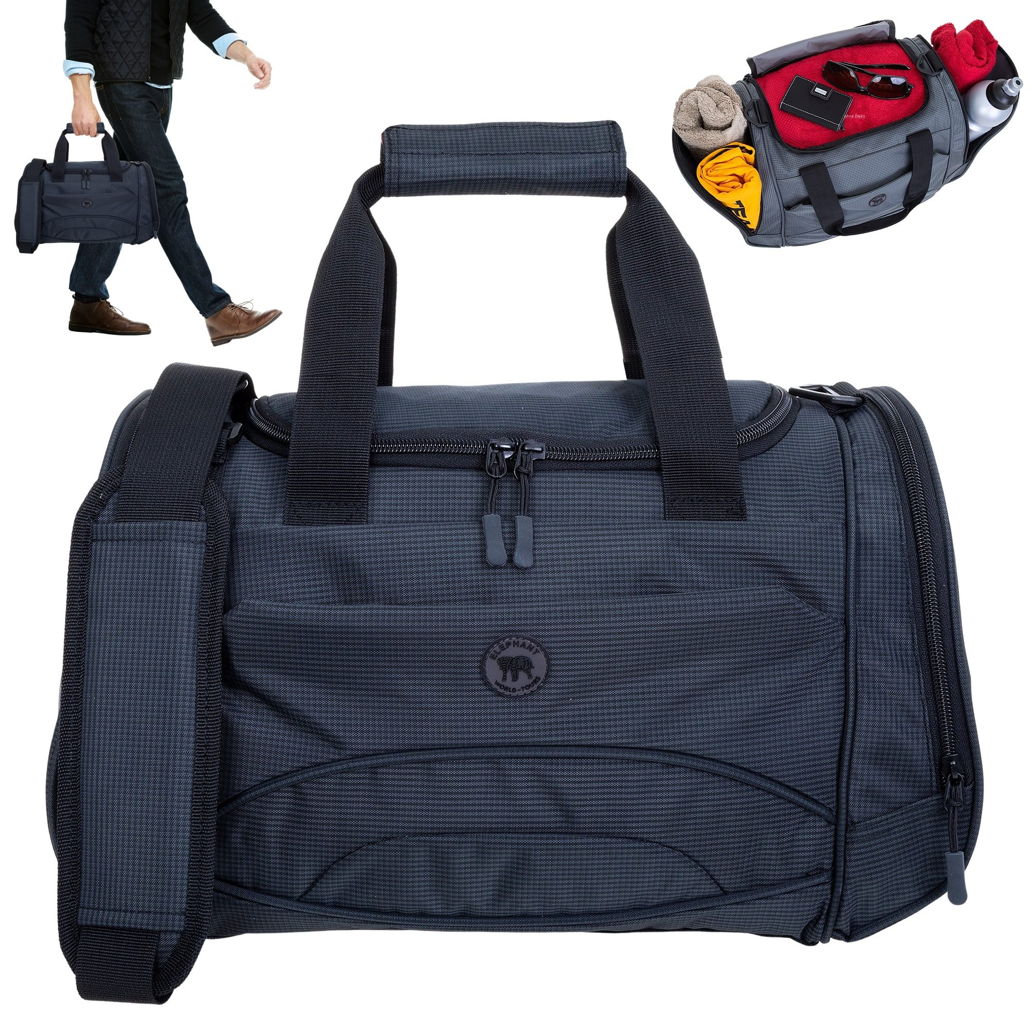 ELEPHANT Sporttasche klein Damen Herren Kinder Fitness Tasche 42 cm small, Color Sport Reise Schule Fitness Gym + Flasche