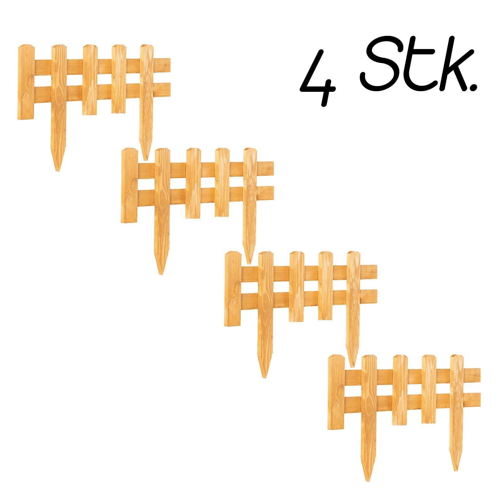 BooGardi Beetumrandung Steckzaun Holz, LxH: 59,5x20 cm, 4er Set, 3 Höhen 2 günstig online kaufen