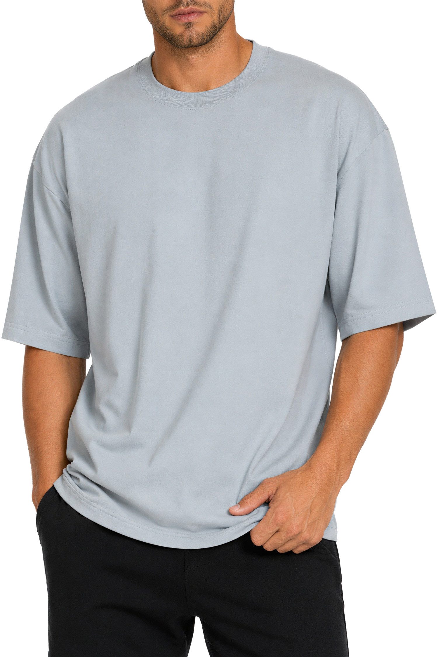 Reichstadt T-Shirt Herren Regular Fit Kurzarmshirt Shoulder Drop 25RS071 Klare Silhouette aus reinem Baumwolljersey