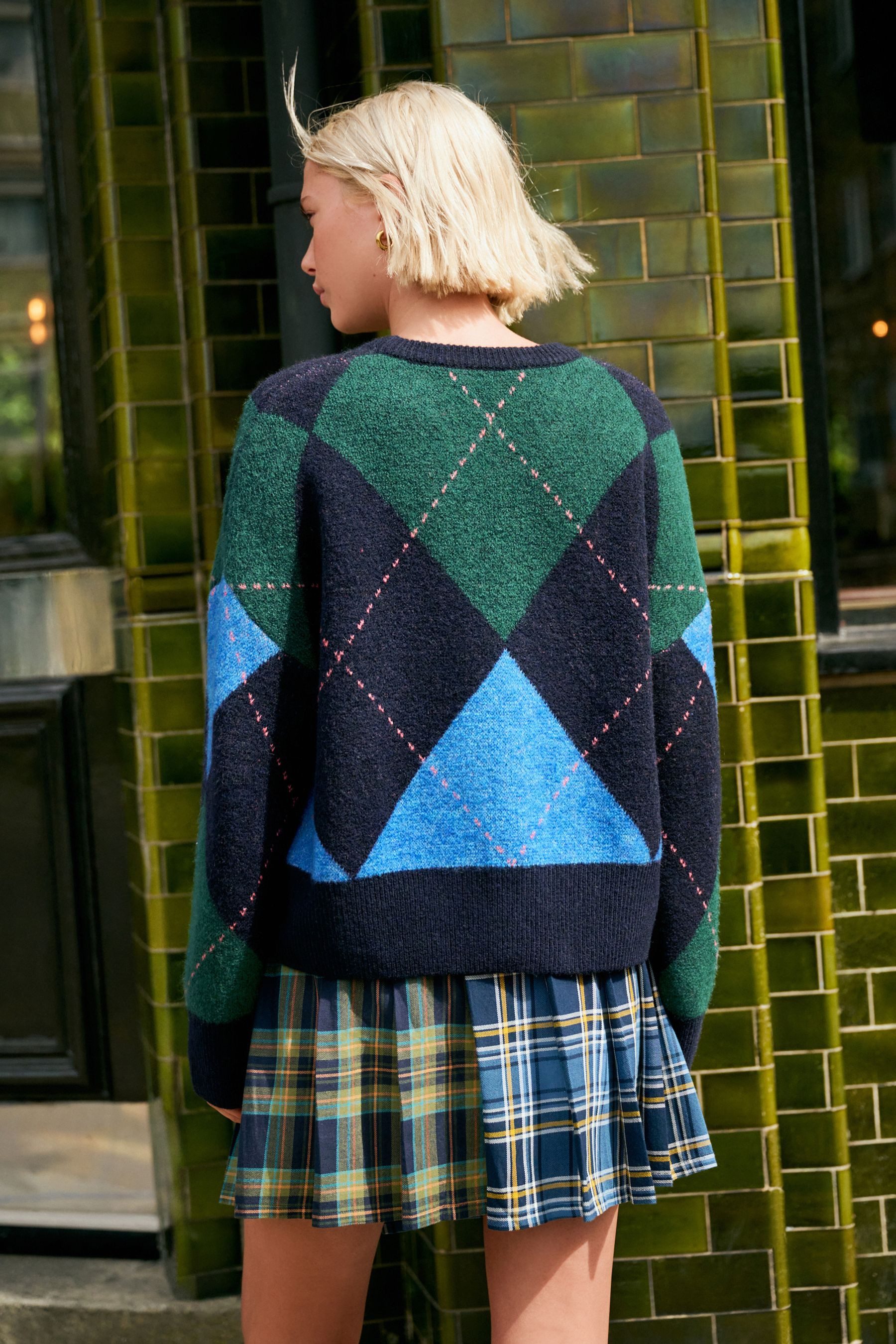 Next Rundhalspullover Gemusterter Strickpullover mit Rundhalsausschnitt günstig online kaufen