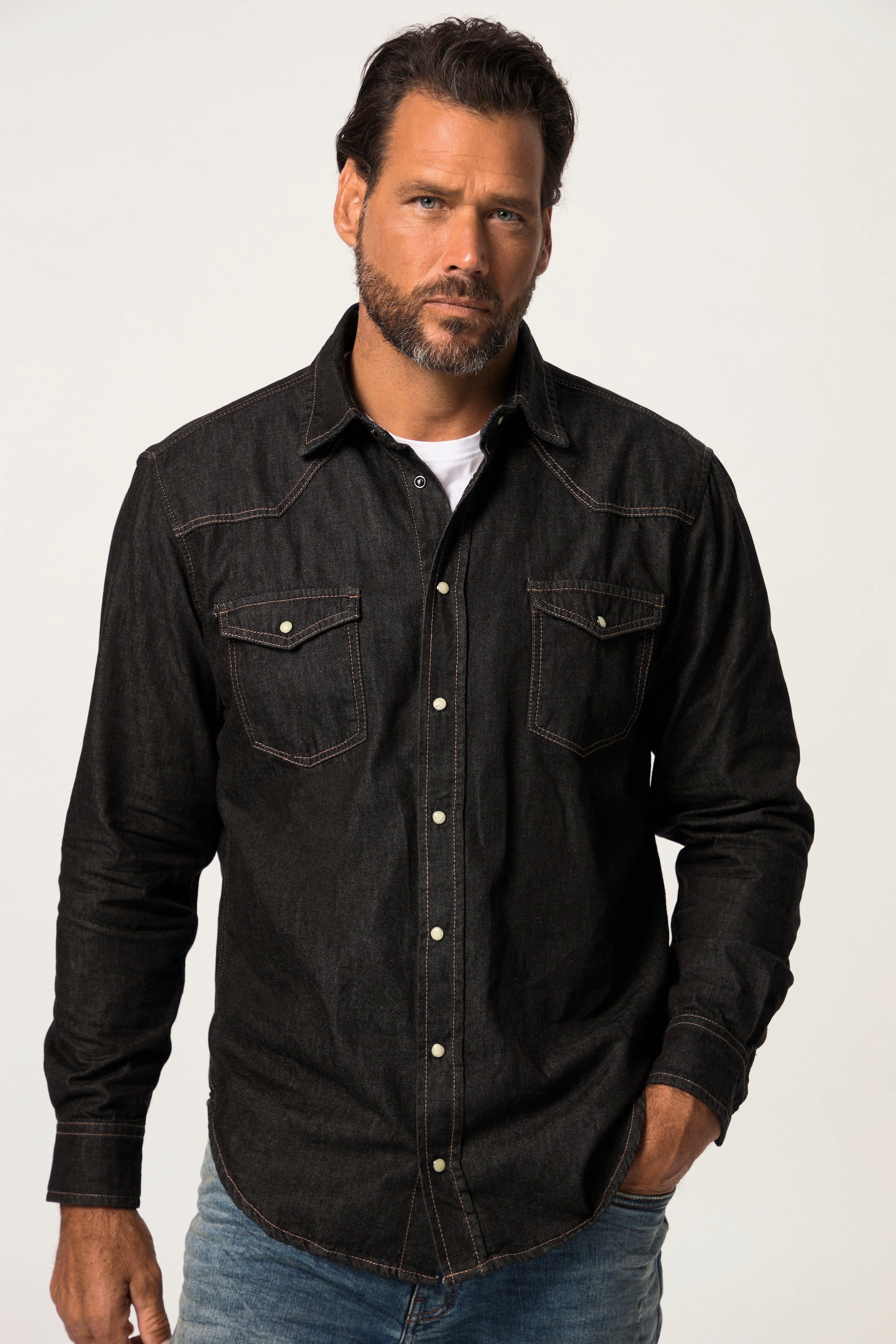 JP1880 Businesshemd Jeanshemd Langarm Kentkragen Modern günstig online kaufen