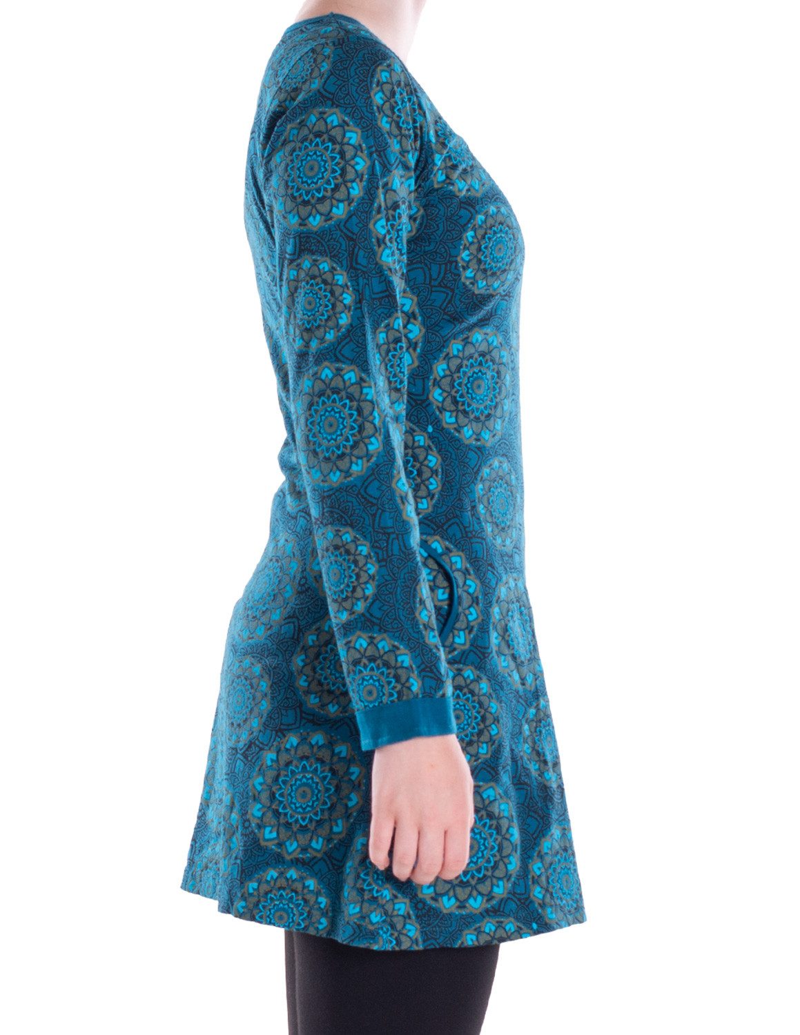 Vishes Tunikakleid Leichtes Langarmshirt-Kleid Damen Kleider Langarm Tunika retro Elfen, Hippie, Alternative Bekleidung