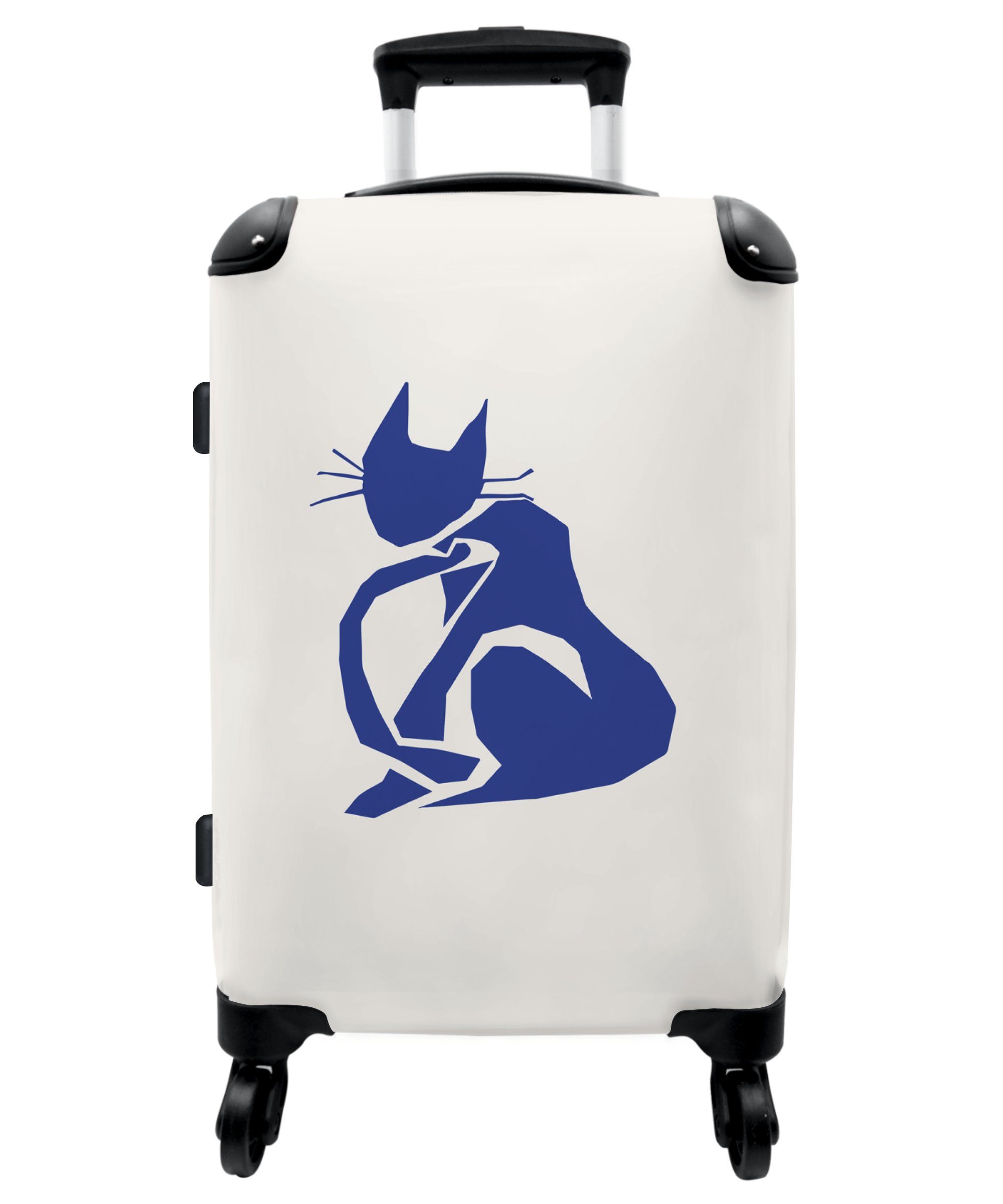 NoBoringSuitcases.com© Koffer 67x43x25cm Kunst - Katze - Matisse - Blau - Tiere, 4 Rollen, Aufgabegepäck Trolley Rollkoffer Große Reisekoffer mit 4 Rollen -