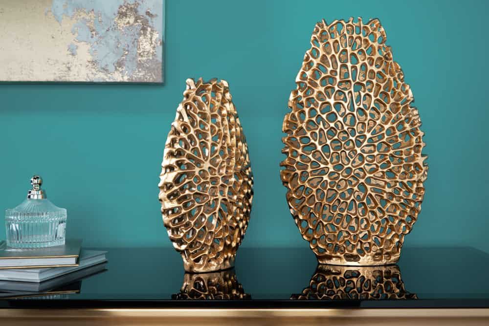 Sitheim-Europe Dekovase ABSTRACT LEAF Filigranes Vasen 2er Set 40cm silber Metall (2 St)