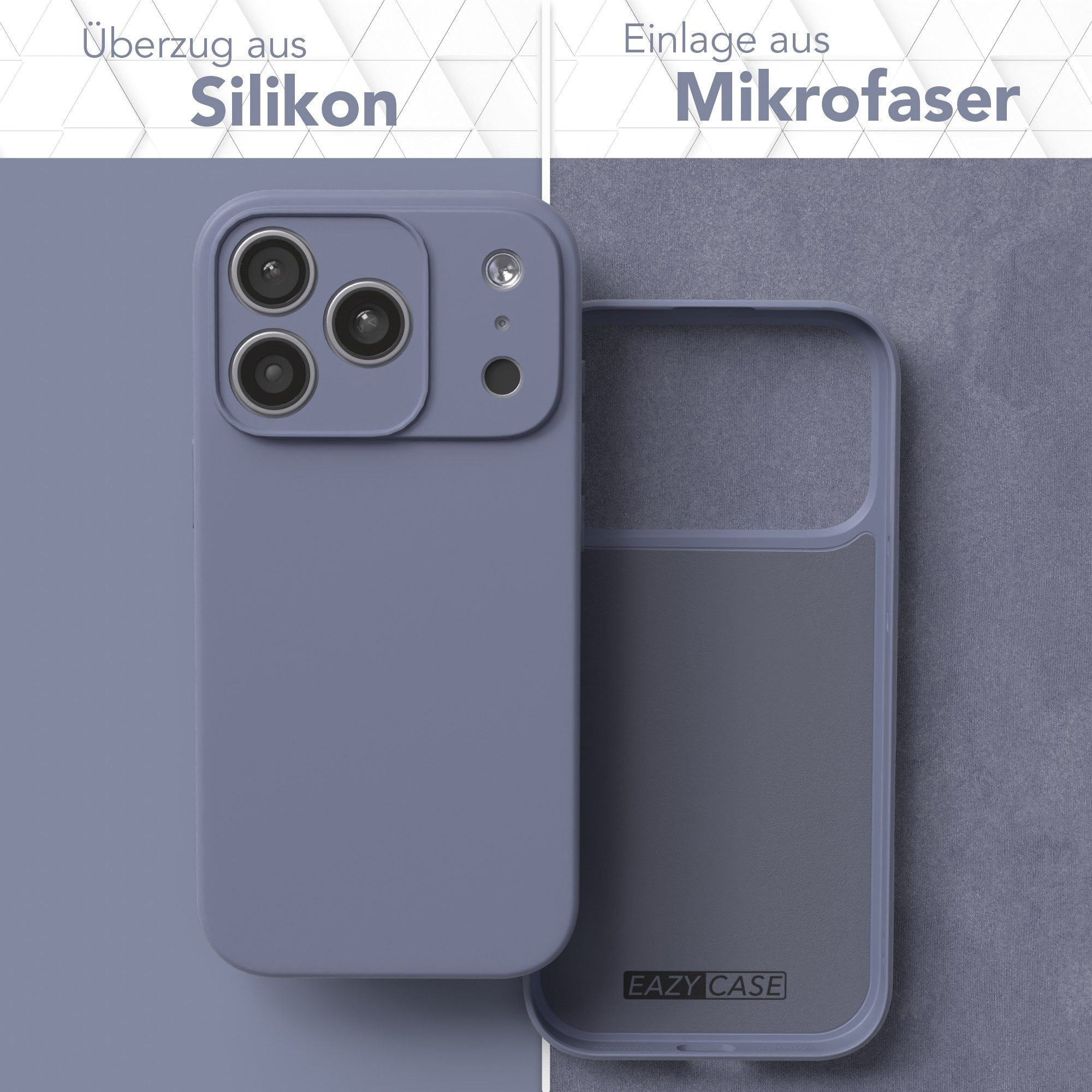 EAZY CASE Handyhülle für Apple iPhone 17 Pro Hülle Silikon 6,3 Zoll, Silikon Schutzhülle mit Kameraschutz Matt Back Cover Soft Eis Blau
