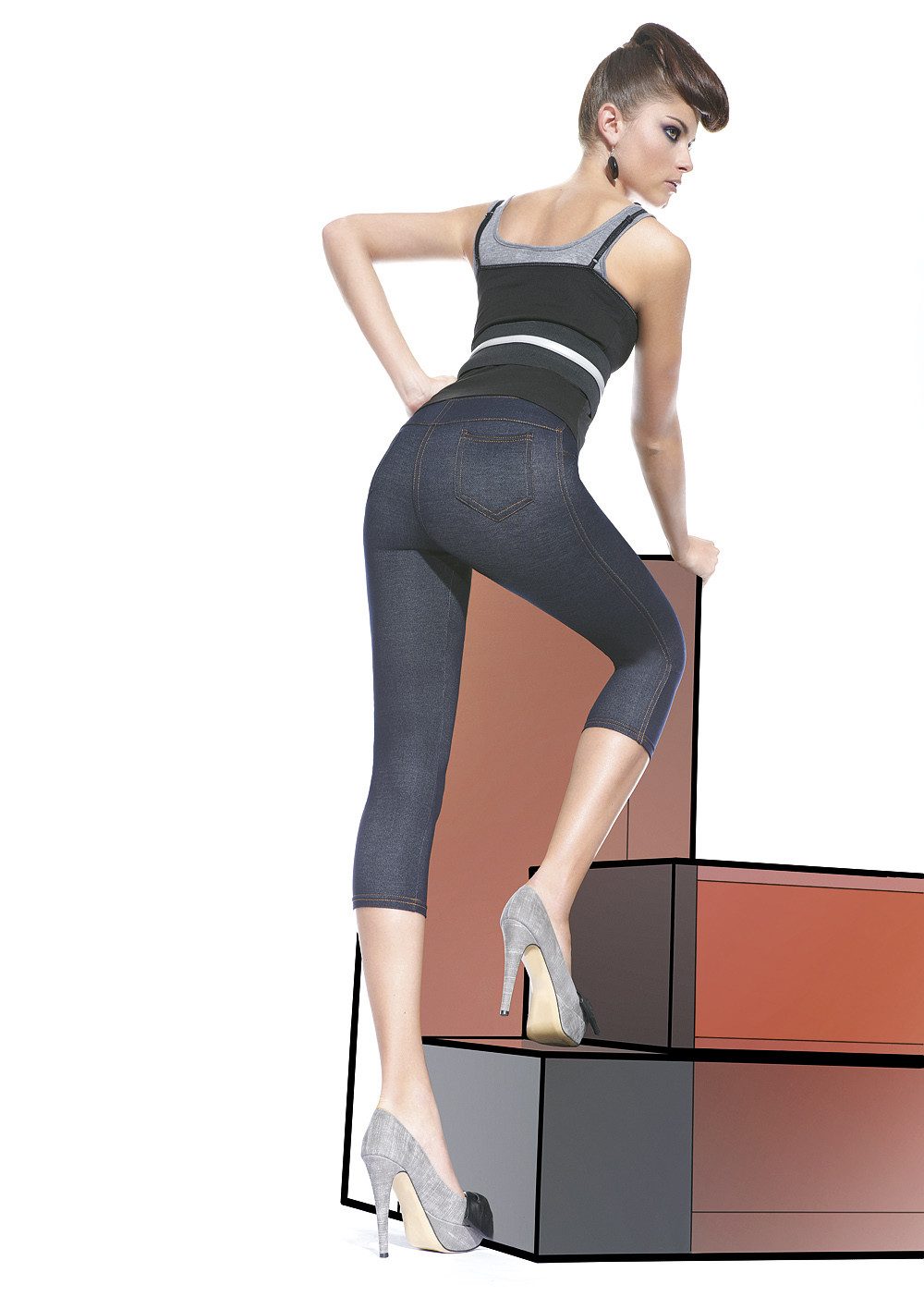 Caprihose Fashion Leggings Capri Denim 200den Blanka Short