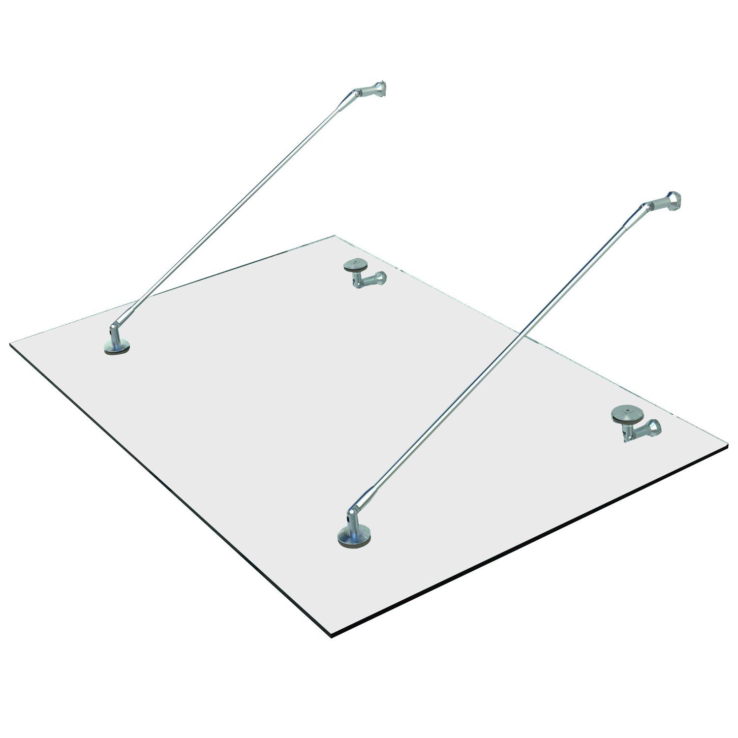 HOMCOM Pultvordach Vordach Glasvordach Türvordach (Gehärtetem Glas, 1 St., 304 Edelstahl Klarglas), 150 x 90 cm