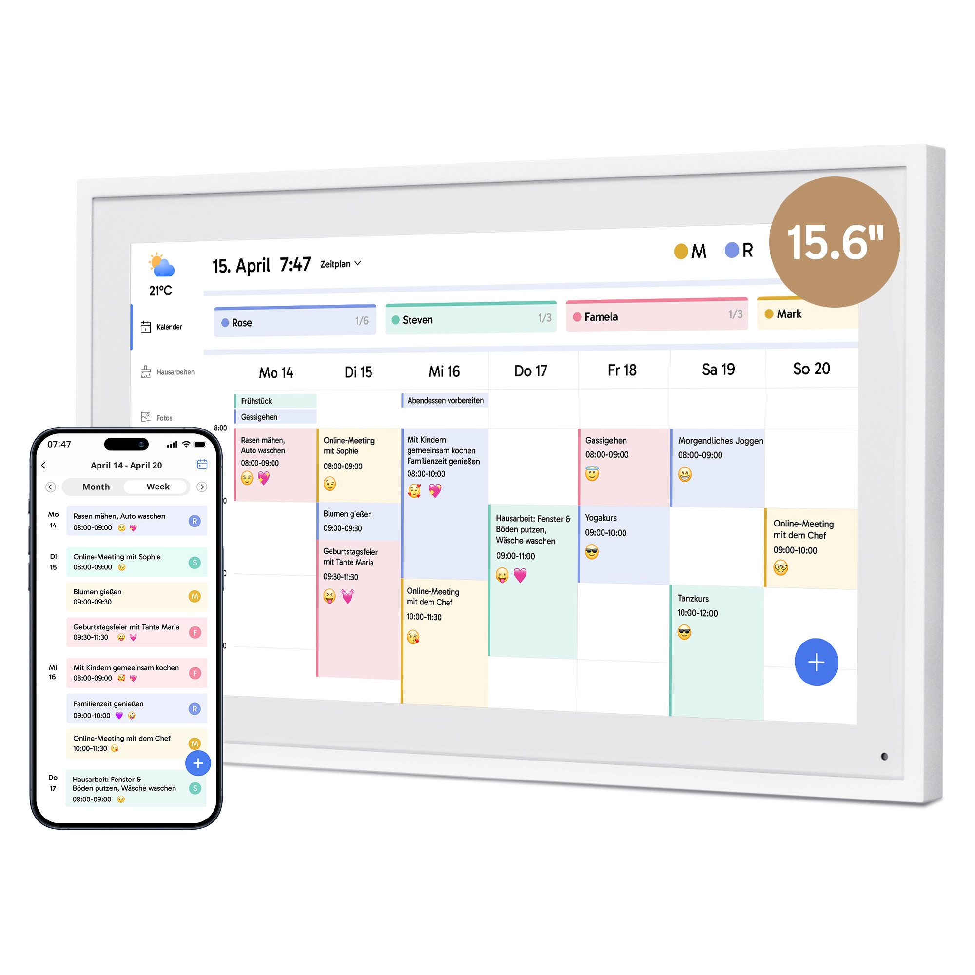 15,6'' Digitaler Kalender mit Touchscreen Digitaler Bilderrahmen