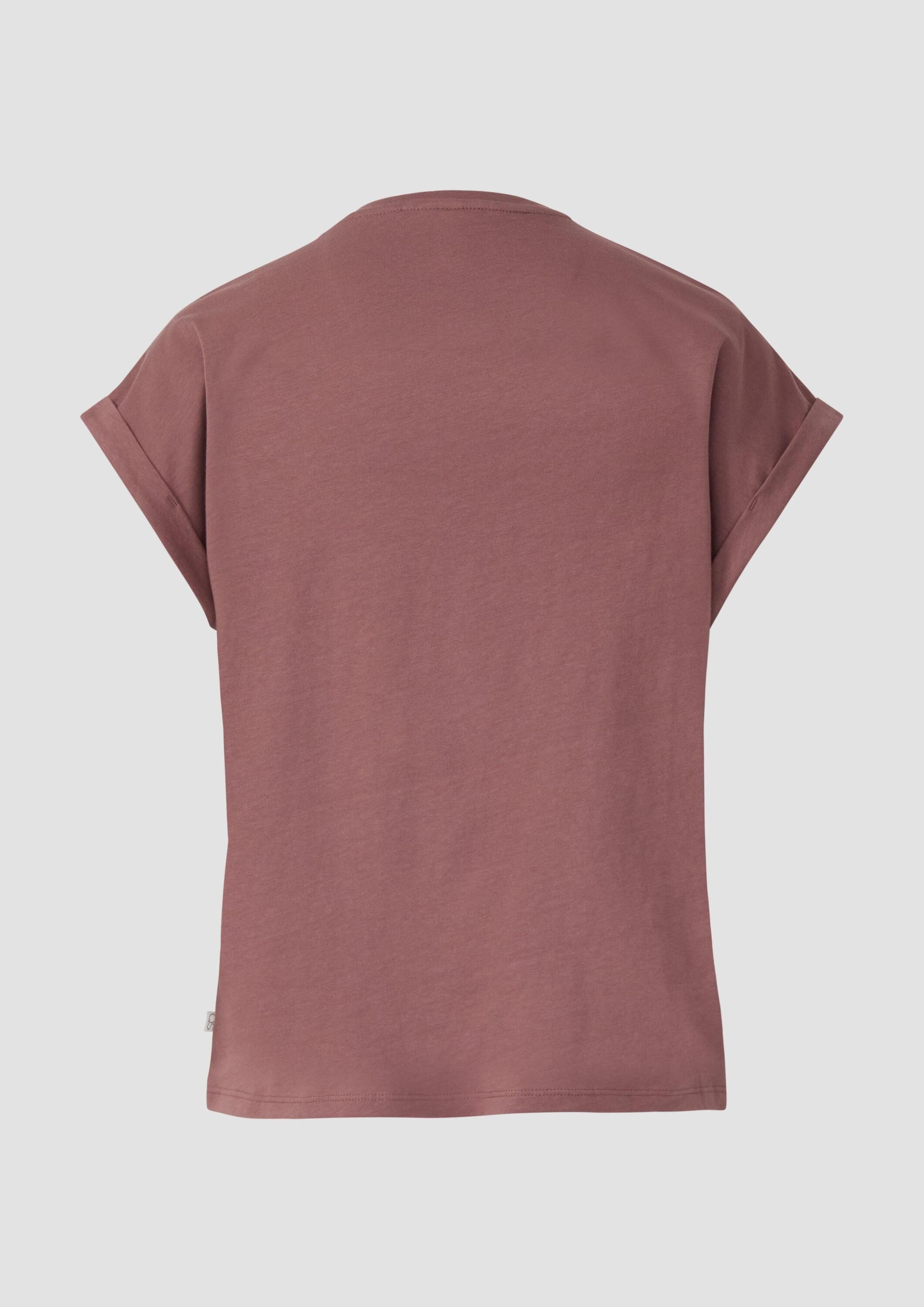 QS Kurzarmshirt T-Shirt Lockeres T- Shirt mit Ärmelaufschlag und Frontprint günstig online kaufen
