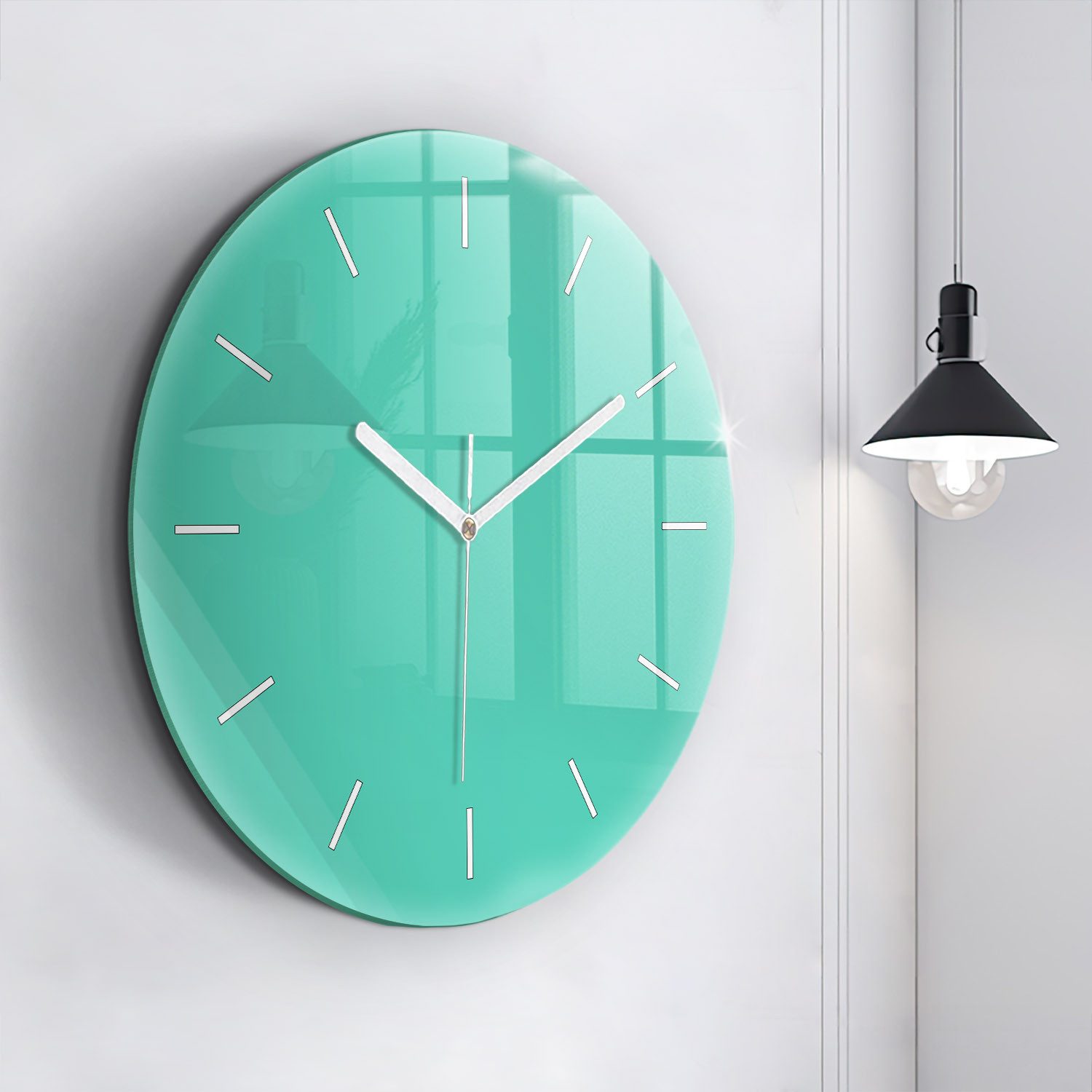 Tulup Wanduhr Glasrunde Uhr Moderne Glaswanduhr 60cm Uhr aus Gehärtetem Glas