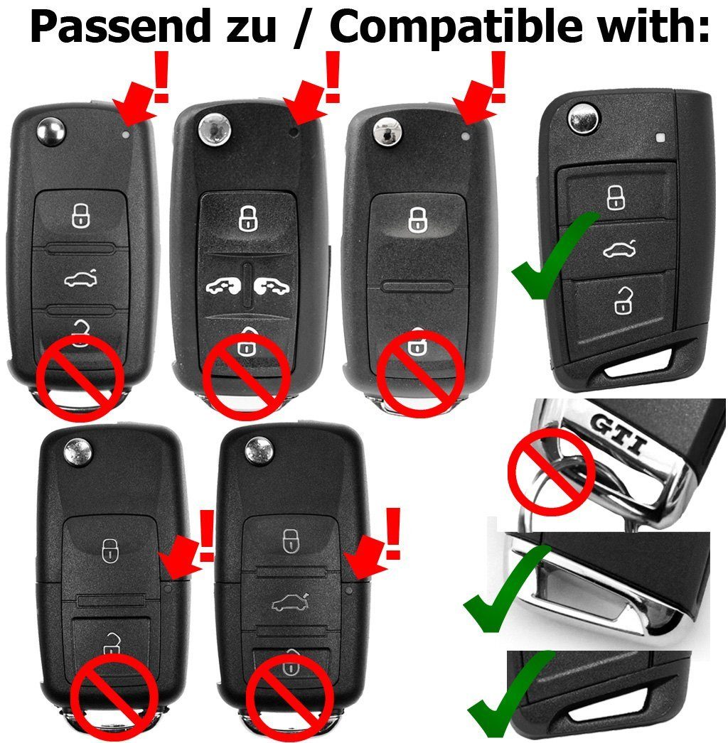 mt-key Schlüsseltasche Autoschlüssel Softcase Polo Silikon Golf 7 Seat Octavia für 6C Lila, Leon Kodiaq Arona Schutzhülle Ateca Skoda Superb