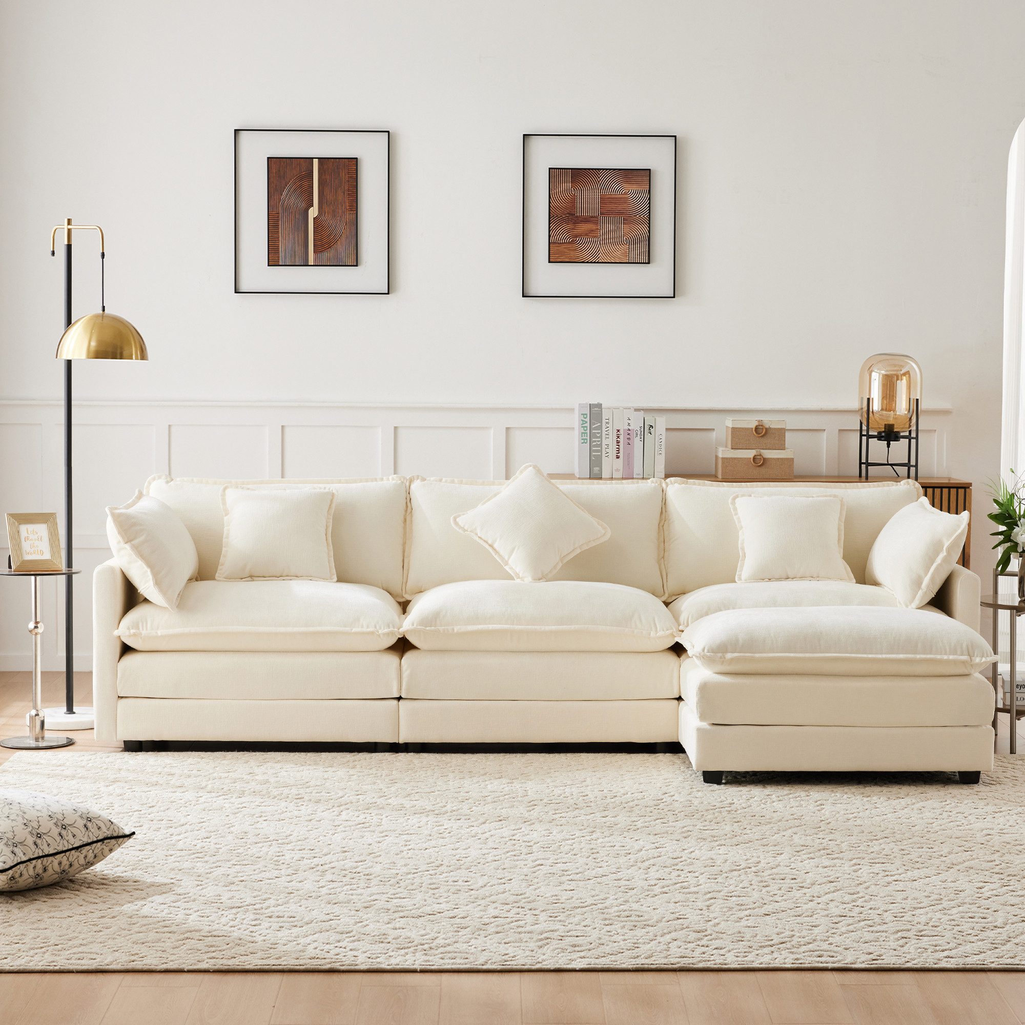 OKWISH Sofa Polstersofa,Ecksofa mit Fußstütze, Geräumiges L-förmiges Chenil günstig online kaufen