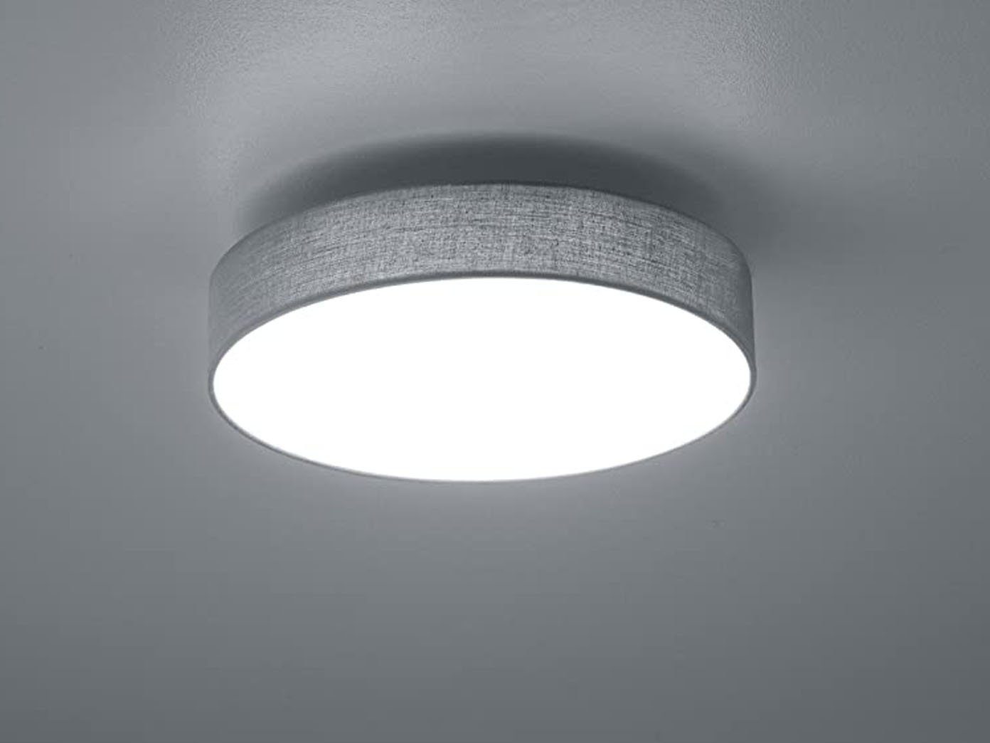 Treppenhaus Warmweiß, integriert, kleine Lampen-schirm mit 30cm Deckenleuchte, Grau meineWunschleuchte LED flach-e LED fest Ø 2er-Set Stoff
