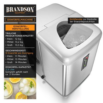 Brandson Eiswürfelmaschine, Eiswürfelbereiter 150 W, 3,4 Liter, 9 Eiswürfel in 11 Minuten