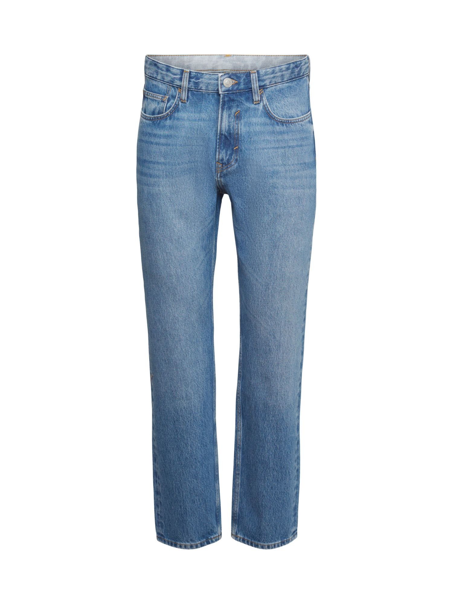 Esprit Straight-Jeans Jeans mit geradem Bein, Organic Cotton BLUE MEDIUM WASHED