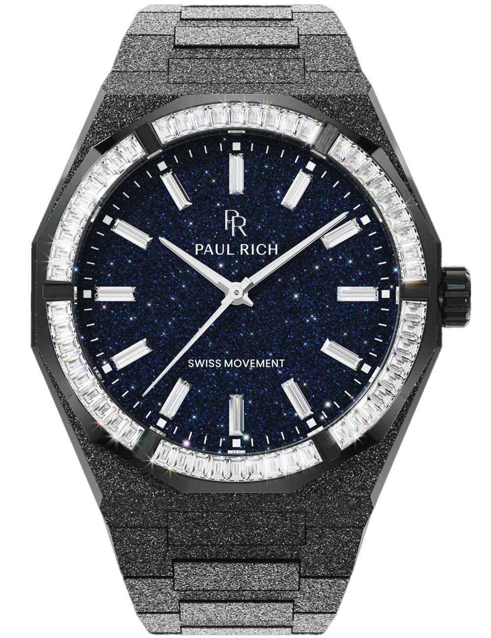 Paul Rich Quarzuhr Paul Rich PR-46704 Herrenuhr Moissanite Frosted Star Dust II Black 43m Paul Rich PR-46704 Herrenuhr Moissanite Frosted Star Dust II Black 43mm 5ATM