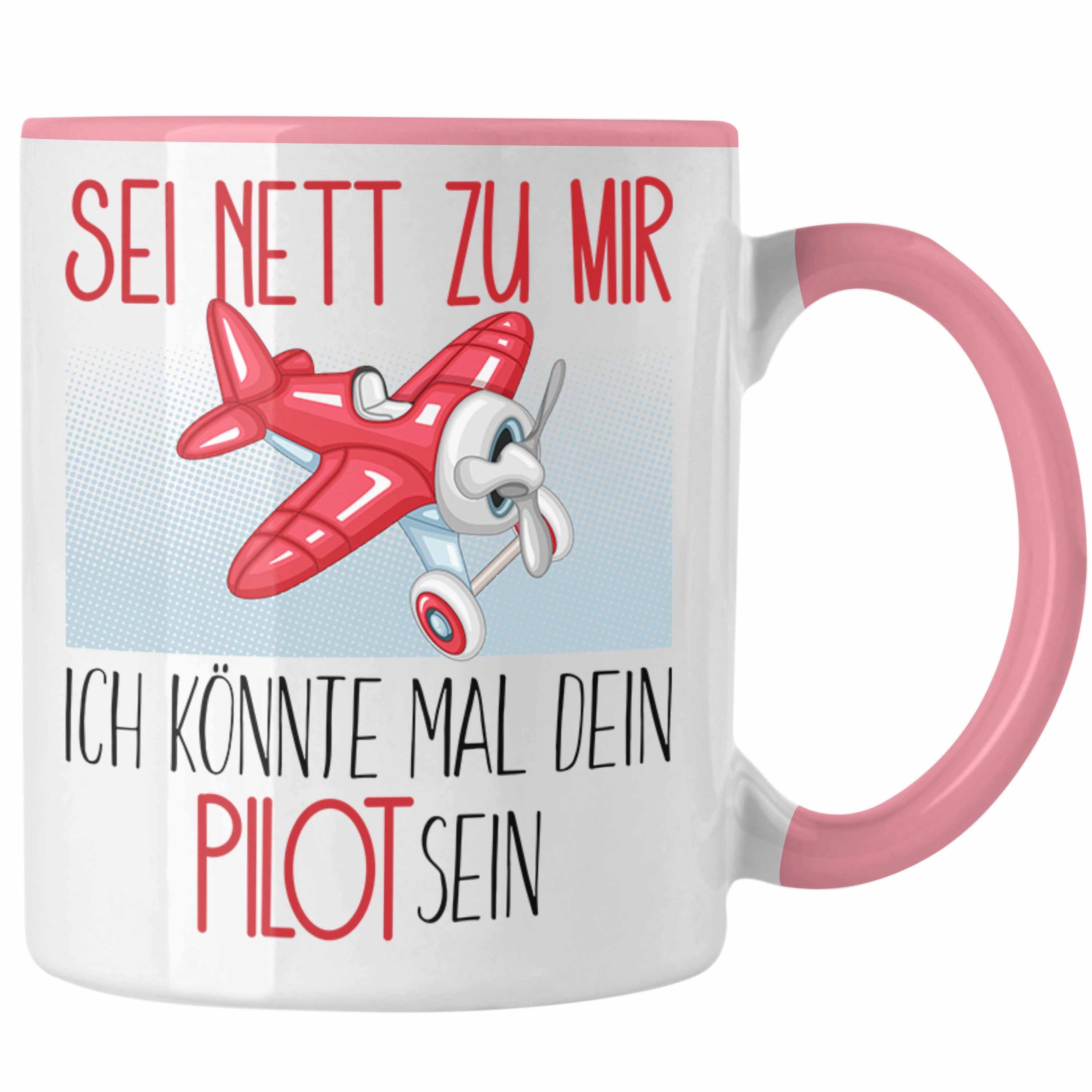 Trendation Tasse Pilot Studium Ausbildung Tasse Geschenk Piloten Geschenkidee Sei Nett Rosa