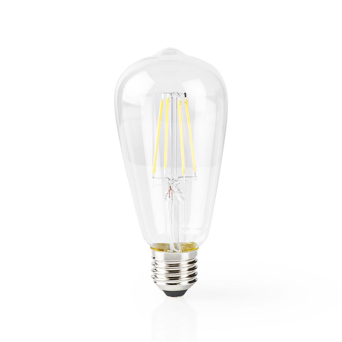 Nedis Smarte LED-Leuchte WIFILF10WTST64, Kombiniert moderne Technologie mit einer klassischen dimmbaren Filament-Glühlampe, Warmweiss, Wi-Fi, Warmweiß, flexibler Einsatz für Zuhause und Büro.