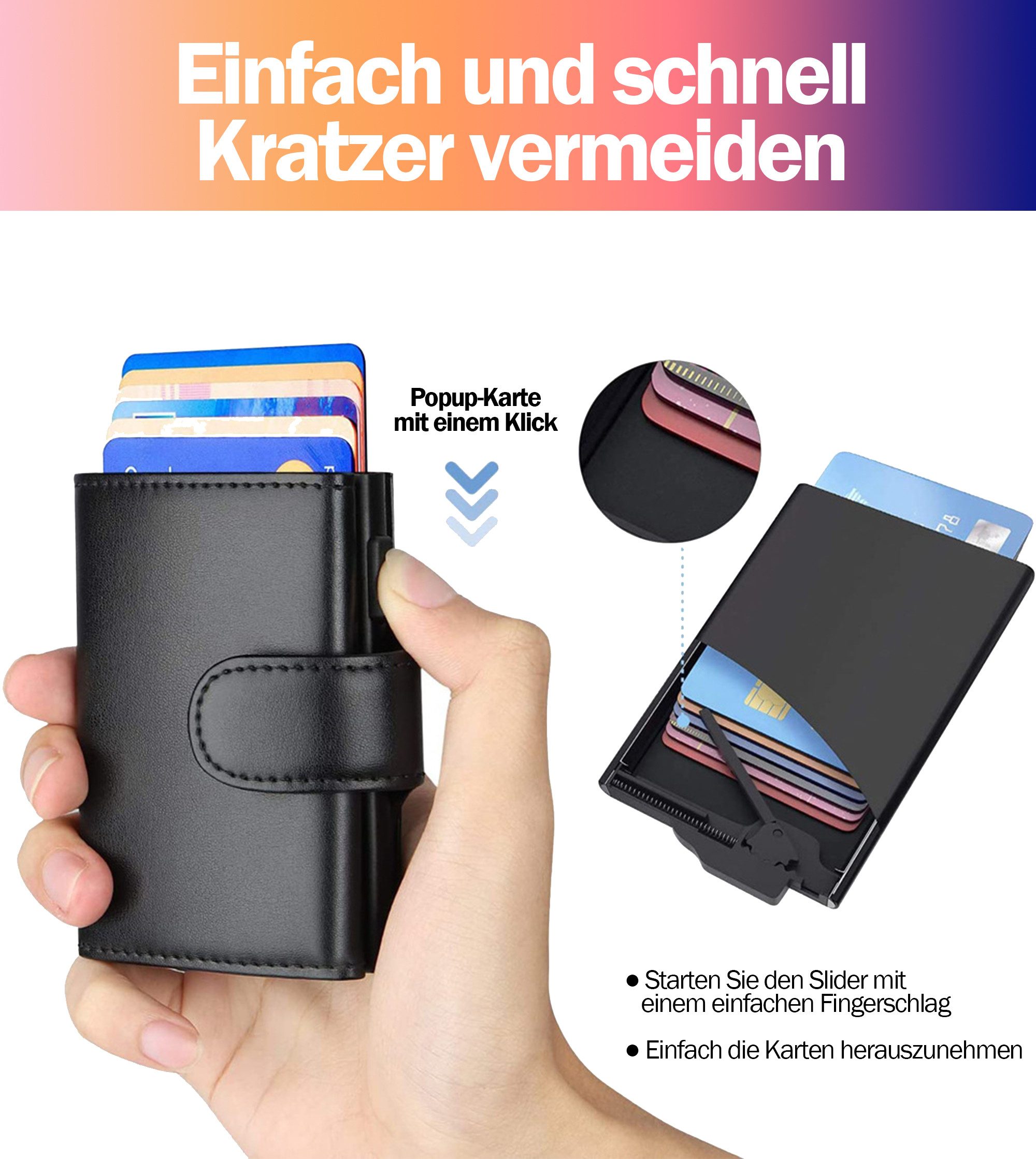 Luckice Geldbörse Slim Wallet mit Münzfach,Herren Geldbörse,Card Holder Wallet (Mini Geldbörse Herren&Damen klein,Weihnachtsgeschenk, Kreditkartenetui Portemonn – Bild 2 von 5