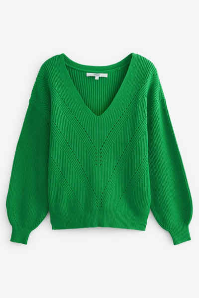 Next V-Ausschnitt-Pullover Gerippter Pullover mit V-Ausschnitt (1-tlg)