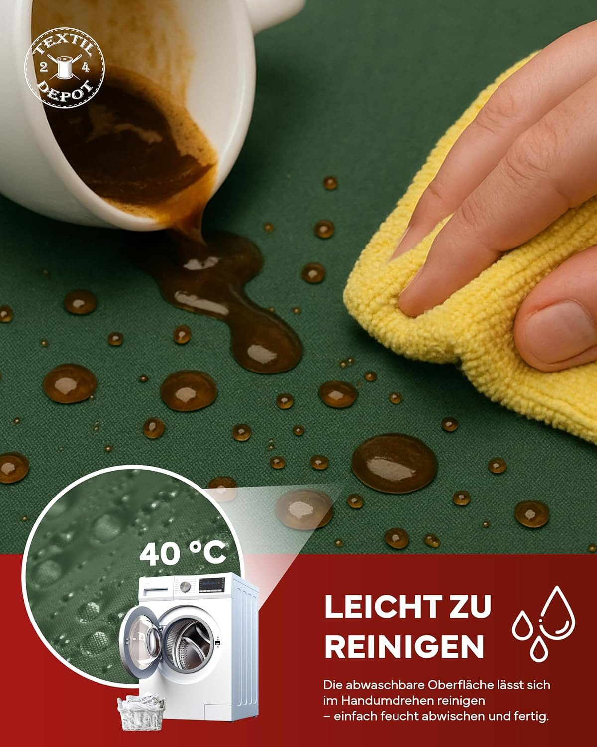 texpot Tischdecke Lotuseffekt Leinenoptik Bügelfrei Fleckschutz wasserabweißend (1-tlg) – Bild 4 von 5