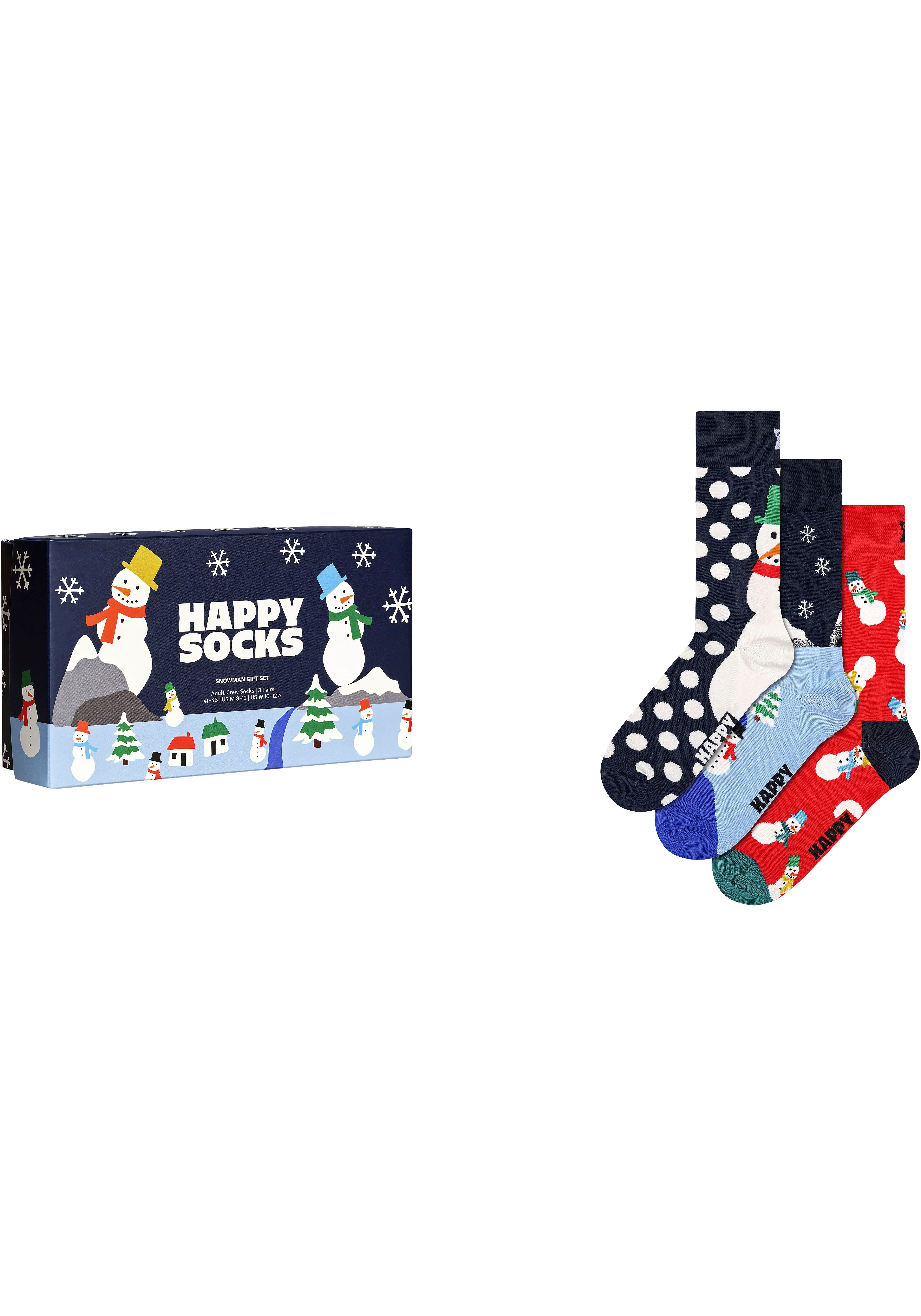 (3-Paar) Gift Socken Happy 2 Snowman Snowman Socks Box