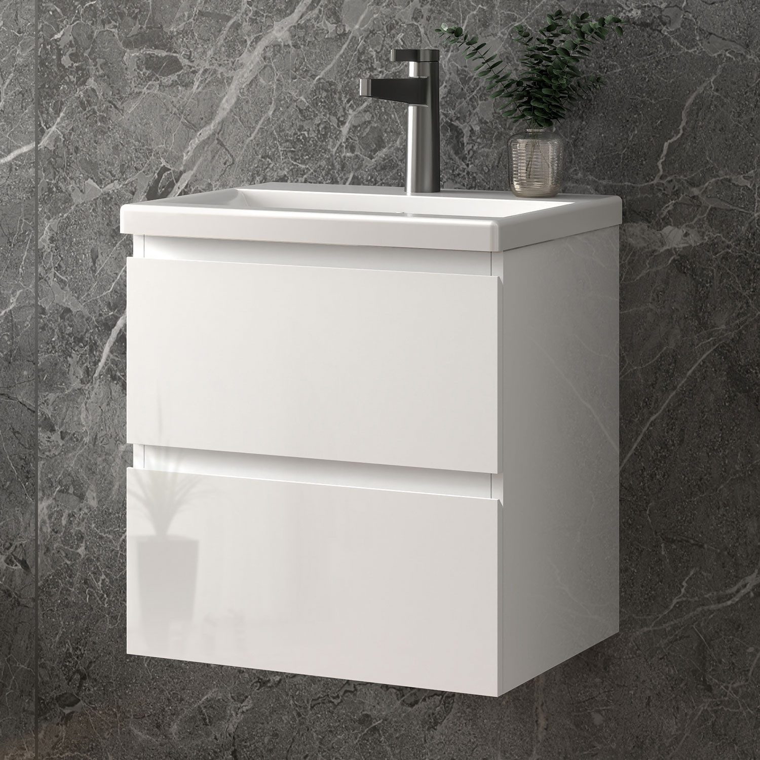 duschspa Waschtisch Waschbecken mit Unterschrank Badmöbel Set Badschrank Waschplatz, Hochglanz, 50-120cm