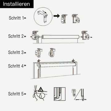 Seitenzugrollo Verdunklungsrollo, ohne Bohren,mit Thermobeschichtung, i@home, Lichtschutz, mit Klemmträger, freihängend, Klemmfix