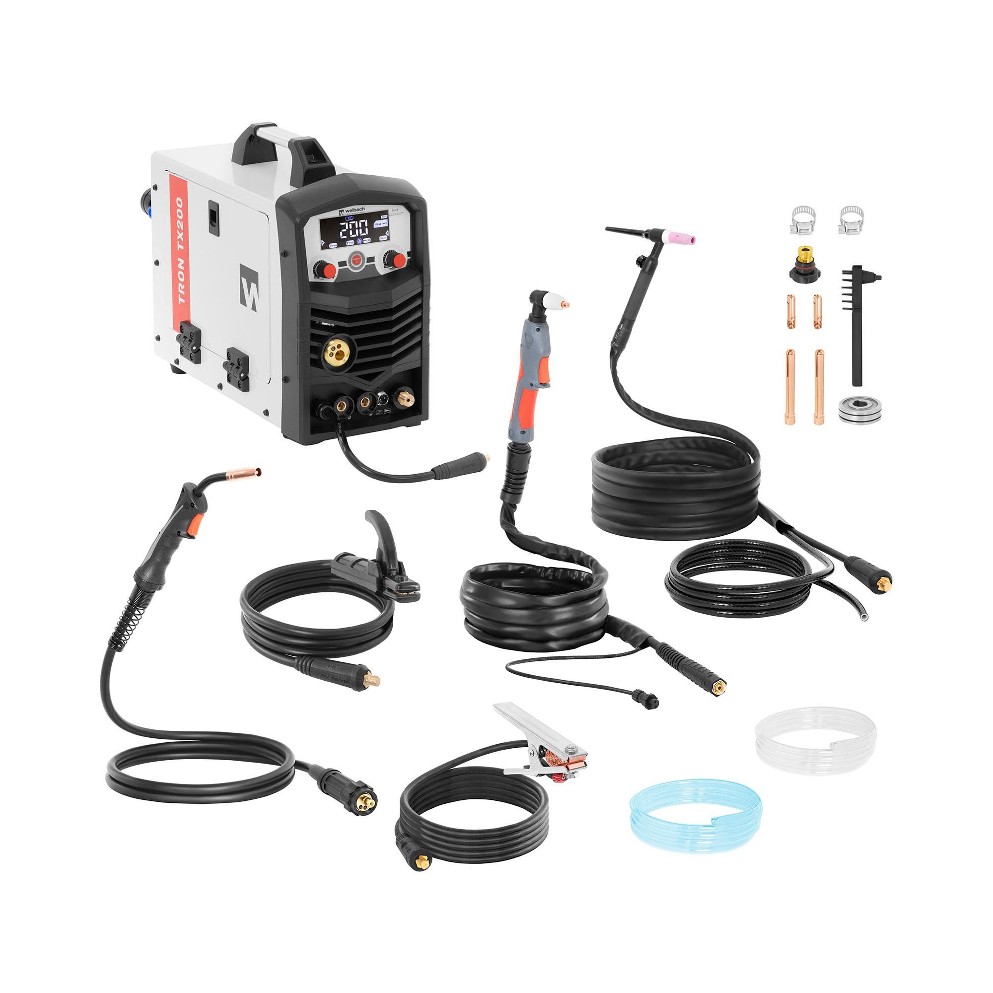 Welbach Elektroschweißgerät Kombi-Schweißgerät MIG/MAG WIG Liftarc MMA 200A CUT 50A