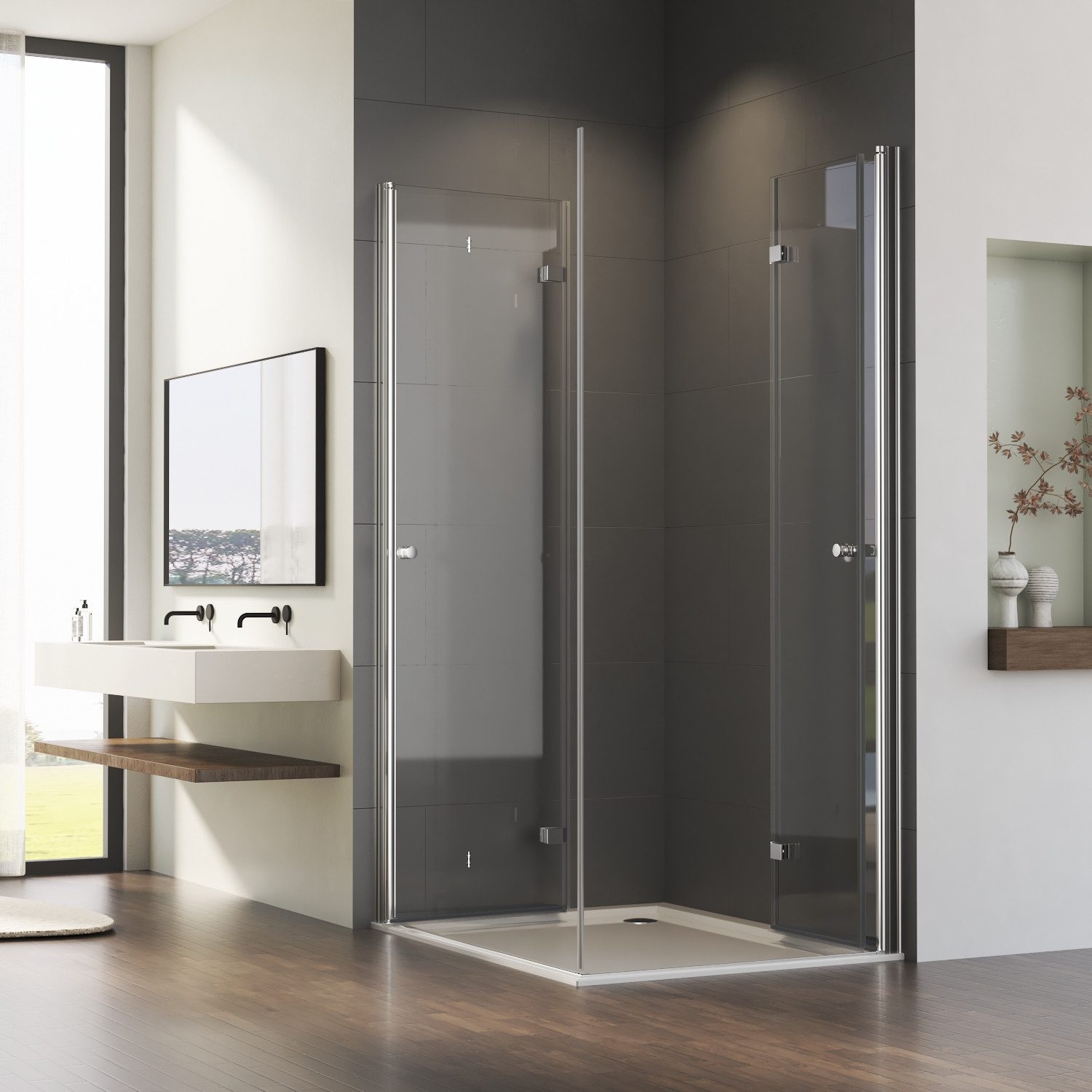 Hopibath Eckdusche 90x80 80x80 Falttür Duschkabine günstig online kaufen