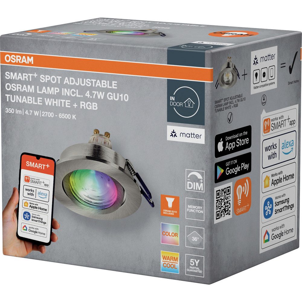 Osram Einbauleuchte OSRAM HOMELIGHTING 4058075853775 Deckenstrahler, LED-Deckenstrahler