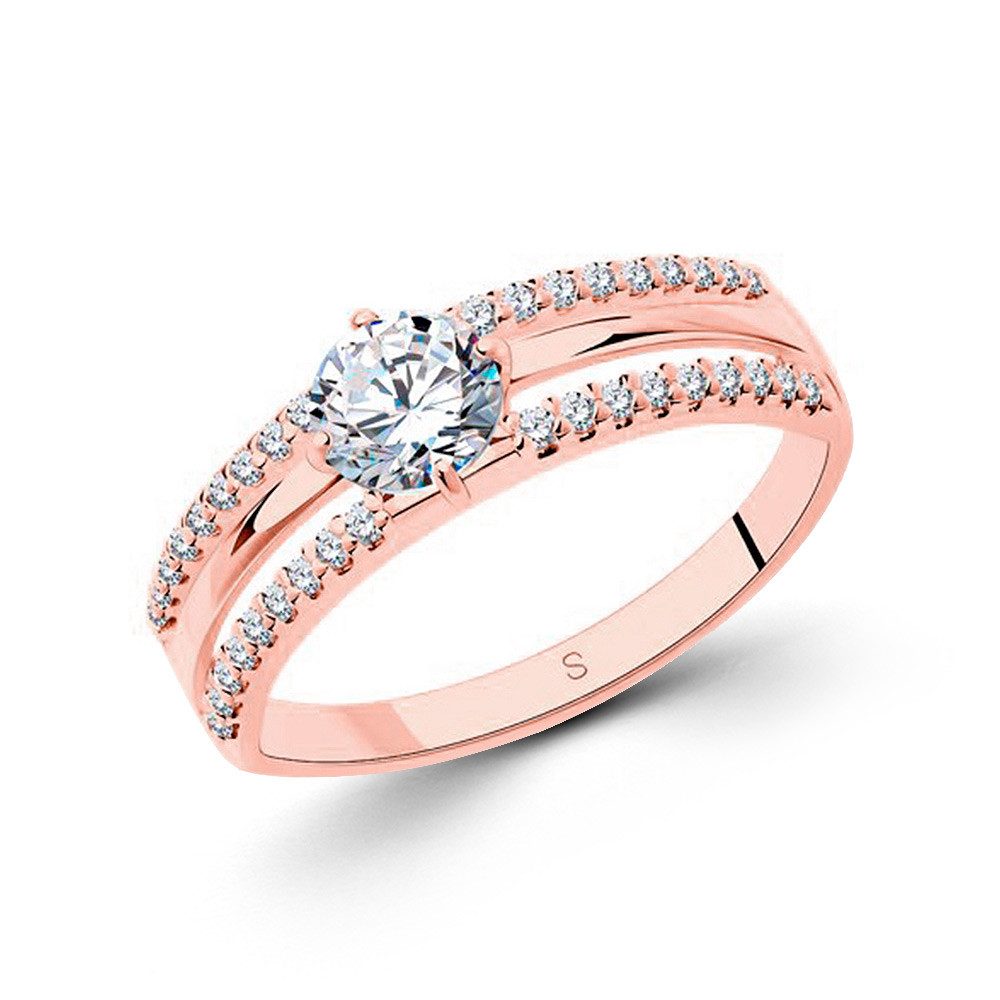 Silberring aus 925 Silber, vergoldet mit Zirkonia