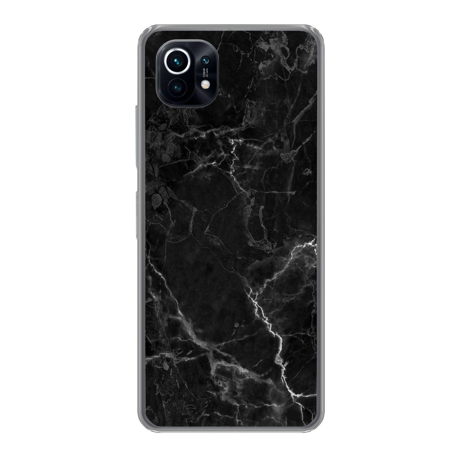 MuchoWow Handyhülle für Xiaomi Mi 11 Marmor - Schwarz - Weiß - Textur - Marmoroptik, Phone Case, Silikon, Schutzhülle Dünn