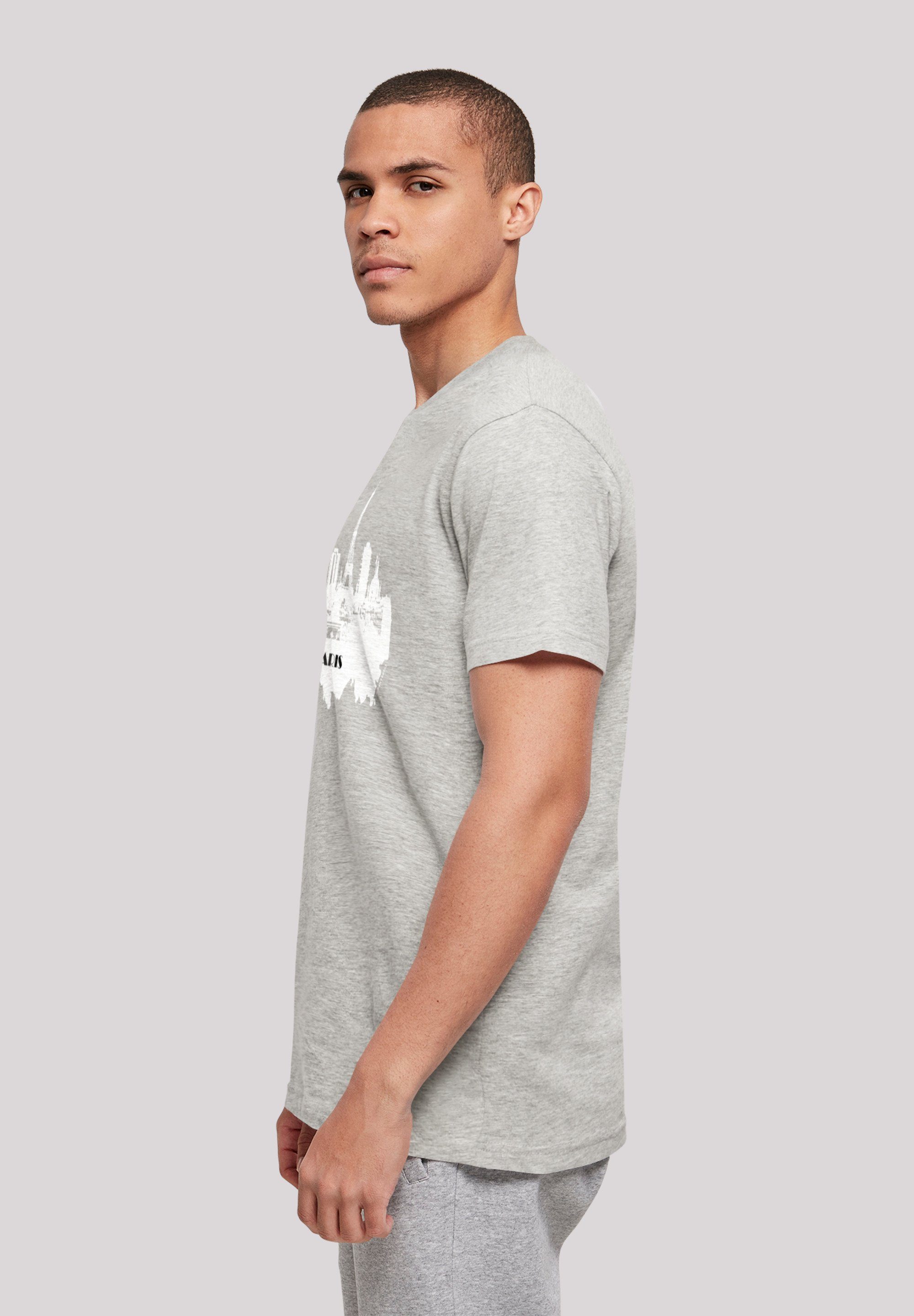 F4NT4STIC T-Shirt PARIS heather Print SKYLINE TEE grey
