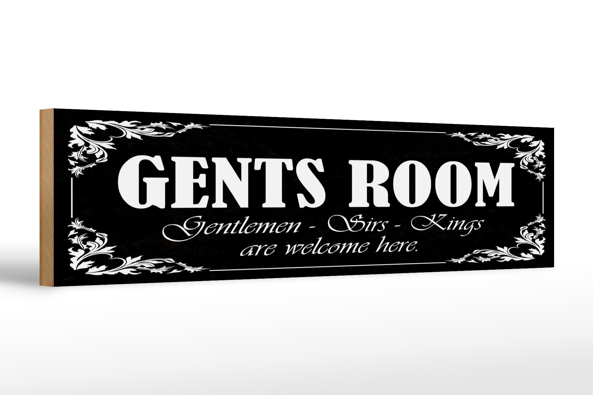 Holzbild Hinweis 46x10 cm Gents Room schwarzes
