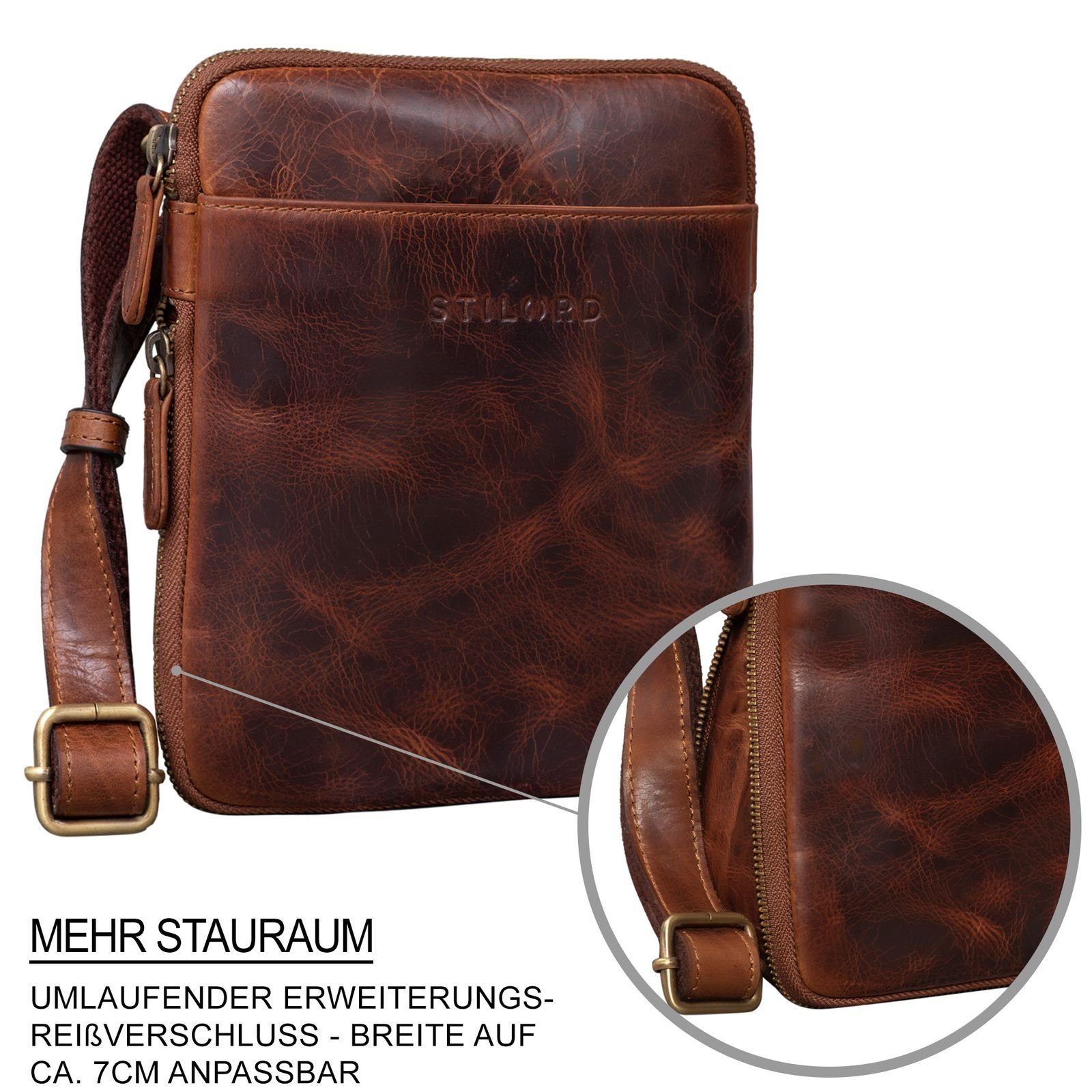 Bag Kleine Leder Herren - kara "Carson" cognac STILORD Messenger Tasche