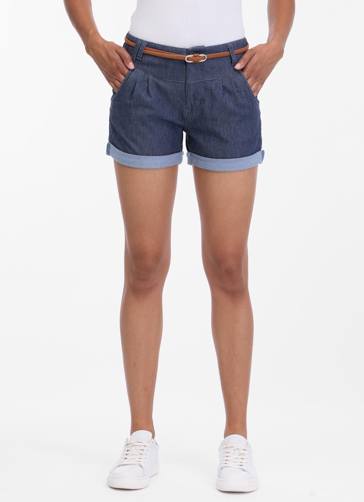 Ragwear Shorts HEEVEN (2-tlg) leicht verwaschener Twill zum Umschlagen mit Gürtel