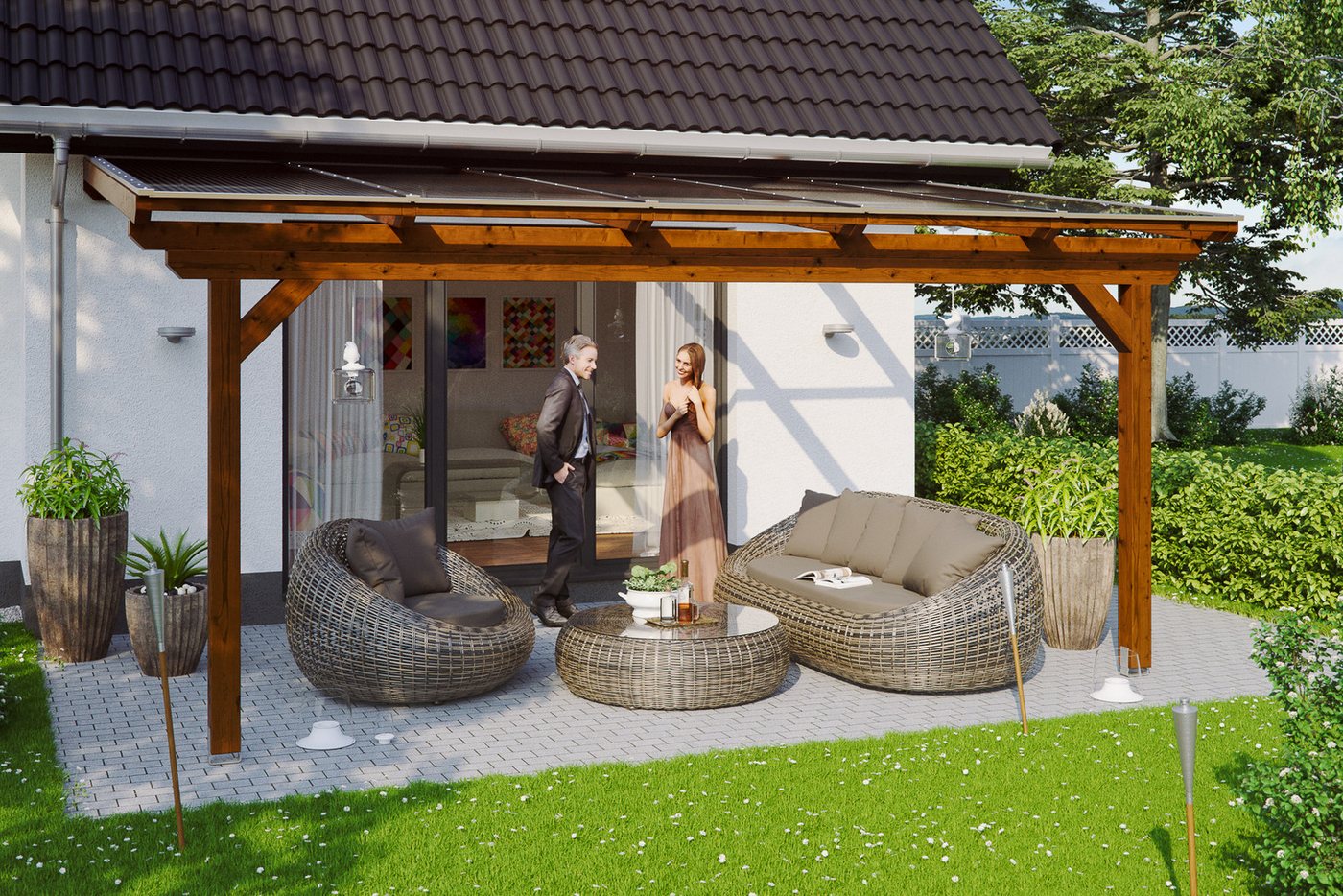 Thumbnail - Skanholz Terrassendach Ancona, BxT: 541x400 cm, Bedachung Doppelstegplatten, Leimholz