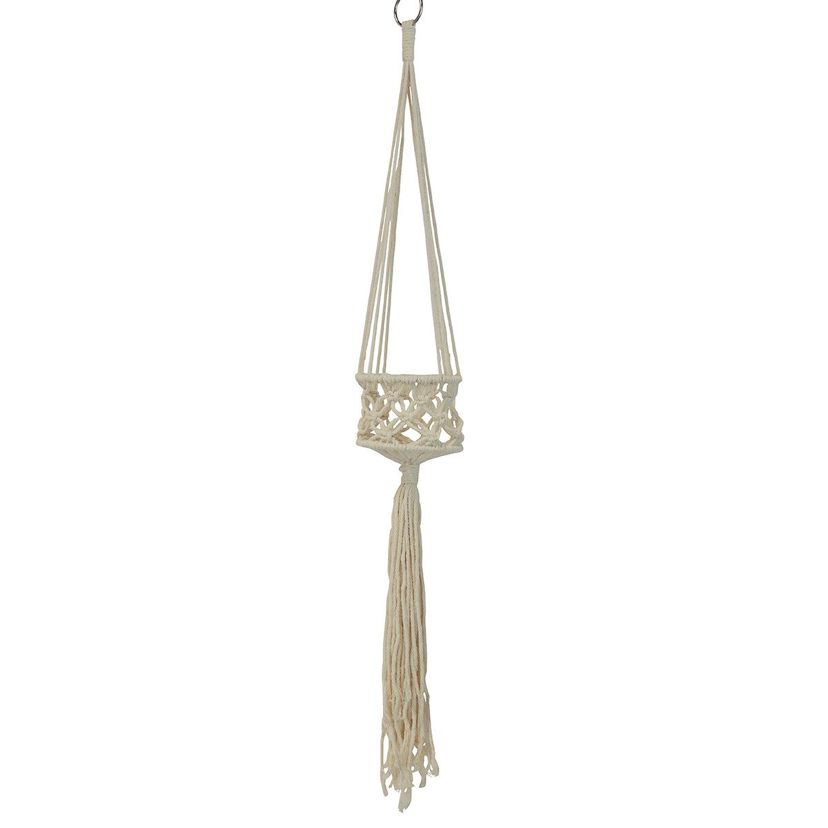Hängedekoration Makramee Hängedeko Boho Stil Ø12cm H79cm Creme - Blumenampel Wanddeko